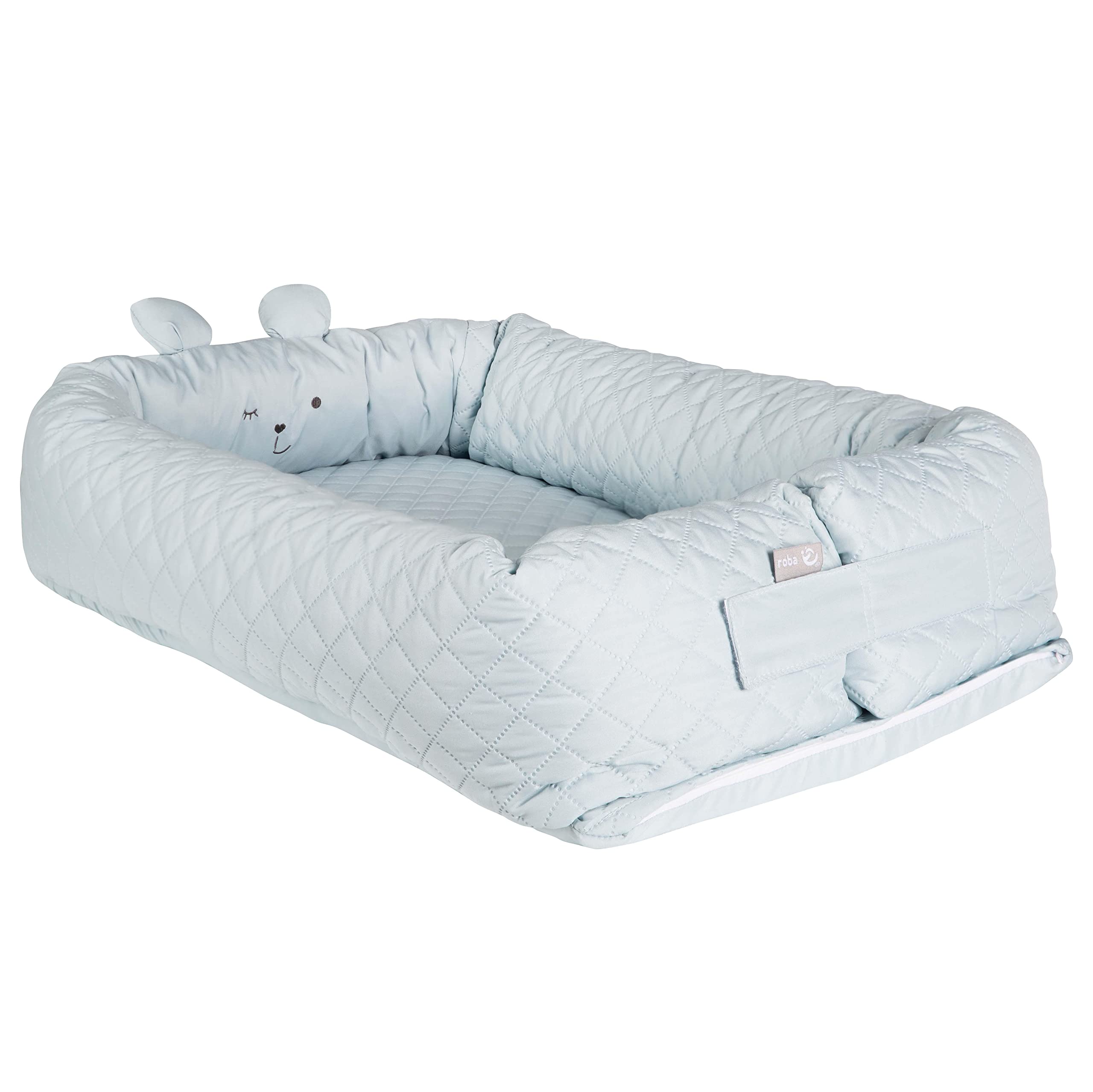 roba Babylounge "roba Style" Avec Motif Tête De L'Ourson - Réducteur Utilisable Aussi Pour Changer La Couche Ou Comme Berceau De Voyage - Bleu Clair