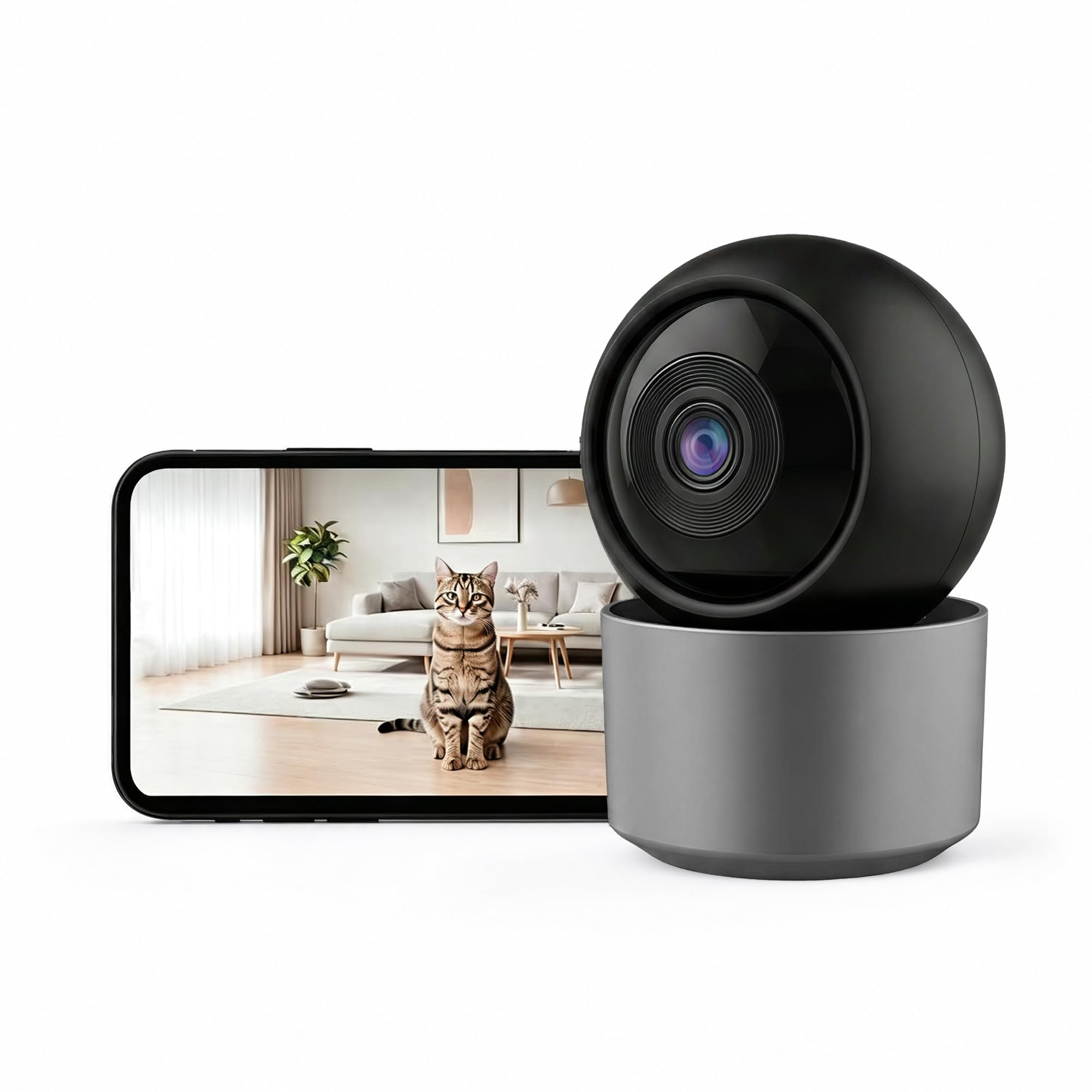 ONNO Caméra Sécurité Intérieur — Babyphone Animal Bébé 3MP 1296p Panoramique WiFi Double Bande 2.4/5GHz, 6 LEDs IR Vision Nocturne, Audio Bidirectionnel, Détection Mouvement Son, Stockage SD/Cloud