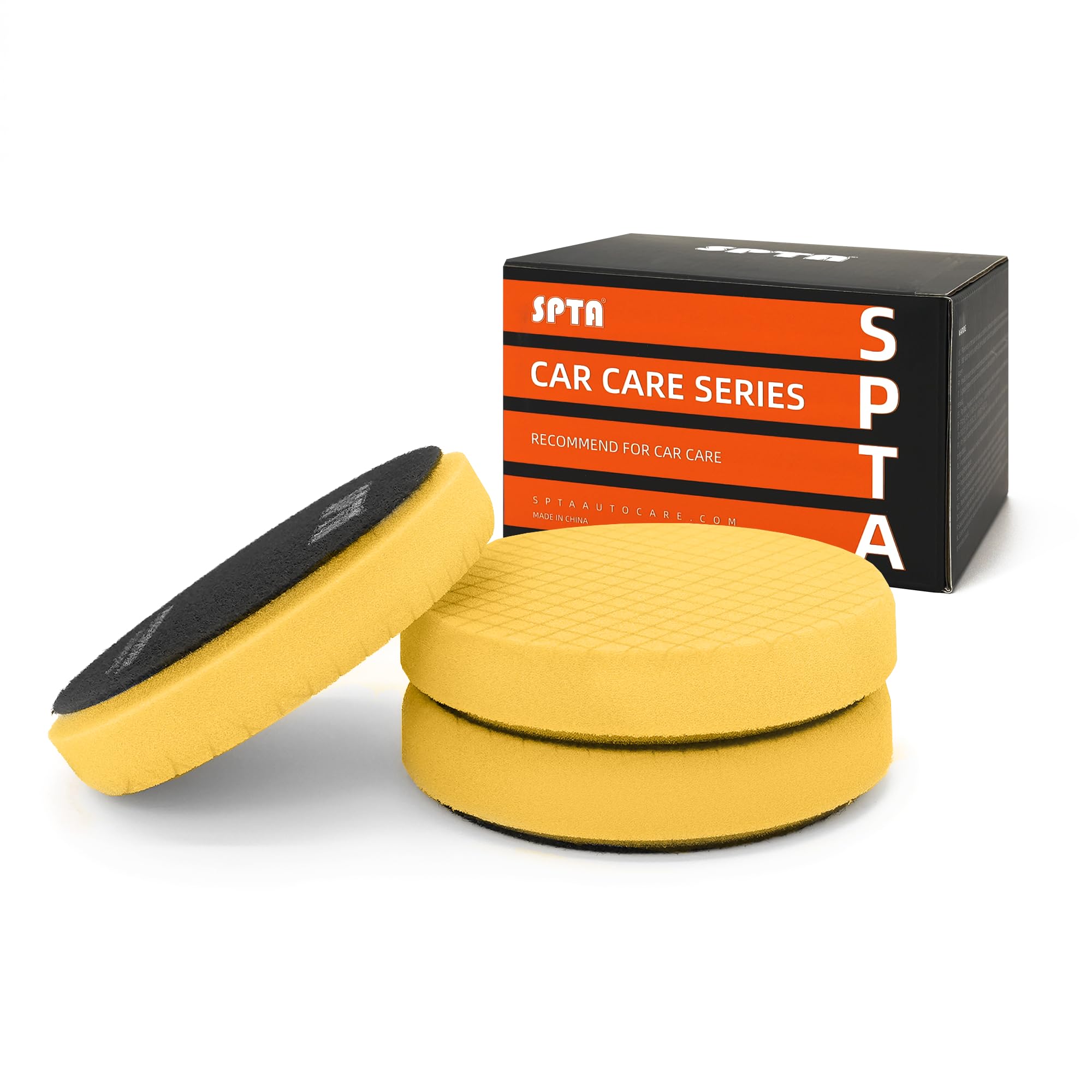 T80 jaune à coupe haute Polissage Pad, SPTA 3 Pièces 150mm Éponge de Polissage Kit de Polissage pour Voiture Polisseur Tampon Pad/pour RO/DA Double Action polisseuse Polissage
