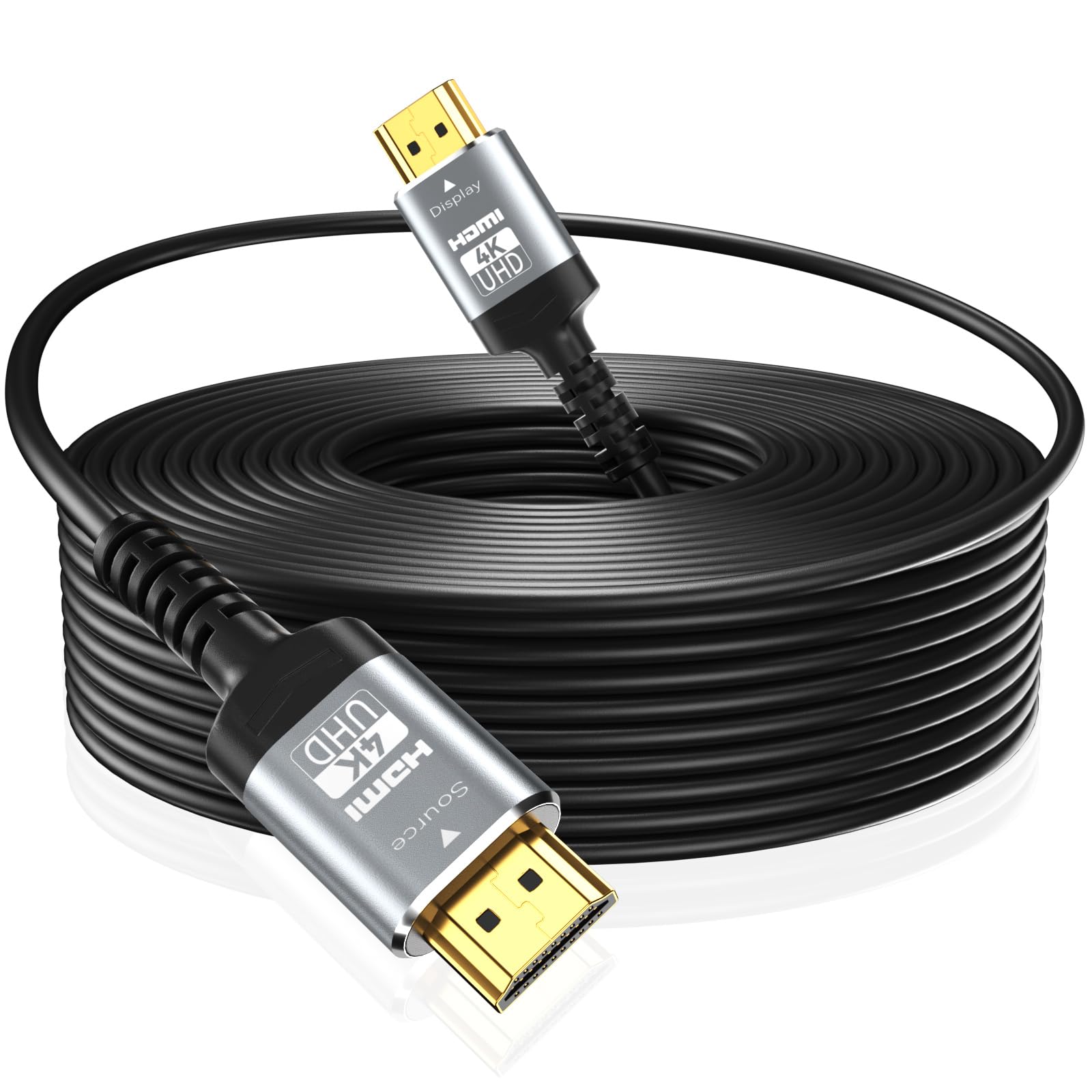 Soonsoonic Fibre Optique 4K Câble HDMI 50M | Haut Débit 18Gbps,Compatible 4K@60Hz,HDR10,eARC,HDCP2.2-Cable HDMI 2.0 Actif Unidirectionnel Longue Distance | Pour TV UHD Moniteur Laptop Xbox PS4/PS5 etc