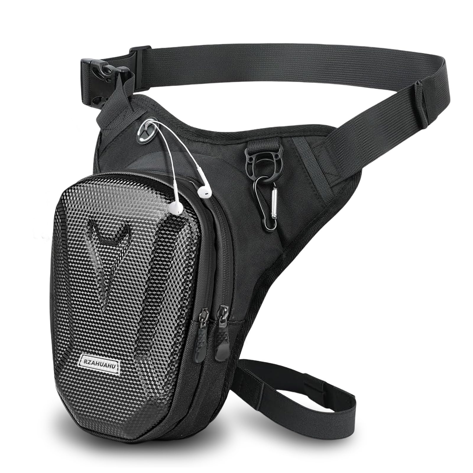 Flintronic Sacoche de Jambe Moto, Sac de Jambe Tactique, Leg Bag en Coque EVA, Multifontion Moto Poche Jambe, Imperméable, avec Sangle de Jambe Amovible, pour Cyclisme, Course, Randonnée