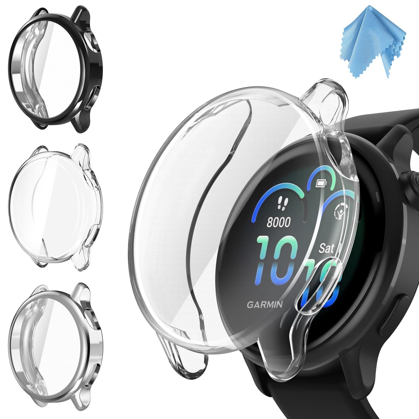 Fintie 3 Pièces Coque Compatible avec Garmin Vivoactive 6 | Protection Écran en TPU Souple