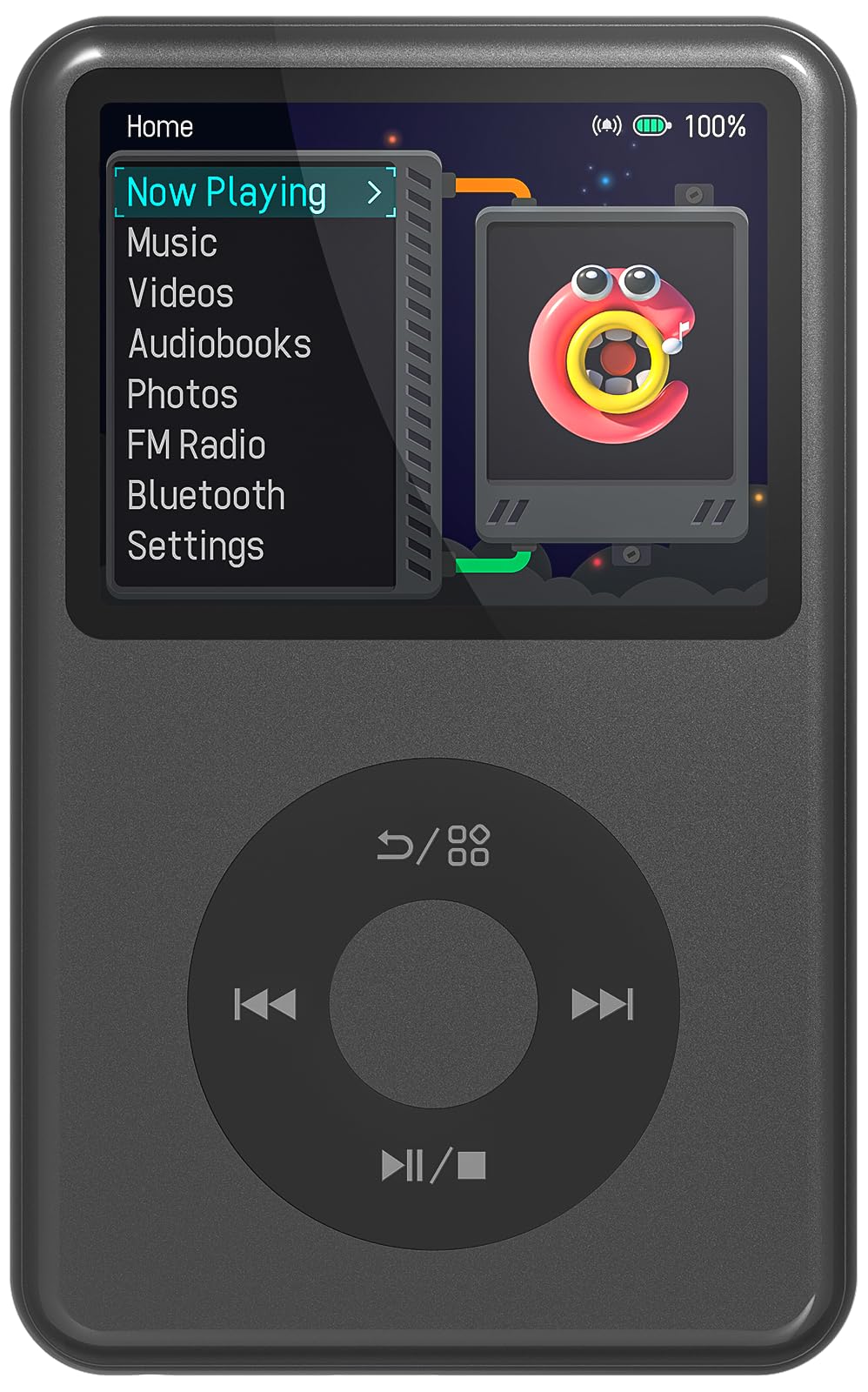 Innioasis Y1 128Go Lecteur MP3 avec Bluetooth, Style Intemporel, Lecteur Audio Numérique pour Enfants avec Livre Audio et Radio FM, Commande à Molette Tactile (Noir)