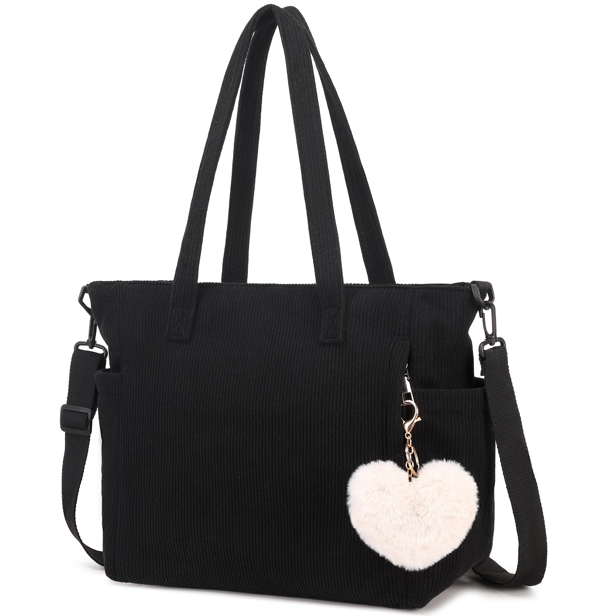 Makukke Velours Côtelé Tote Bag Sac Femme Sac à bandoulière Grand Shopper Sac à main Sacs à bandoulière pour le travail Bureau Voyage Shopping Ecole