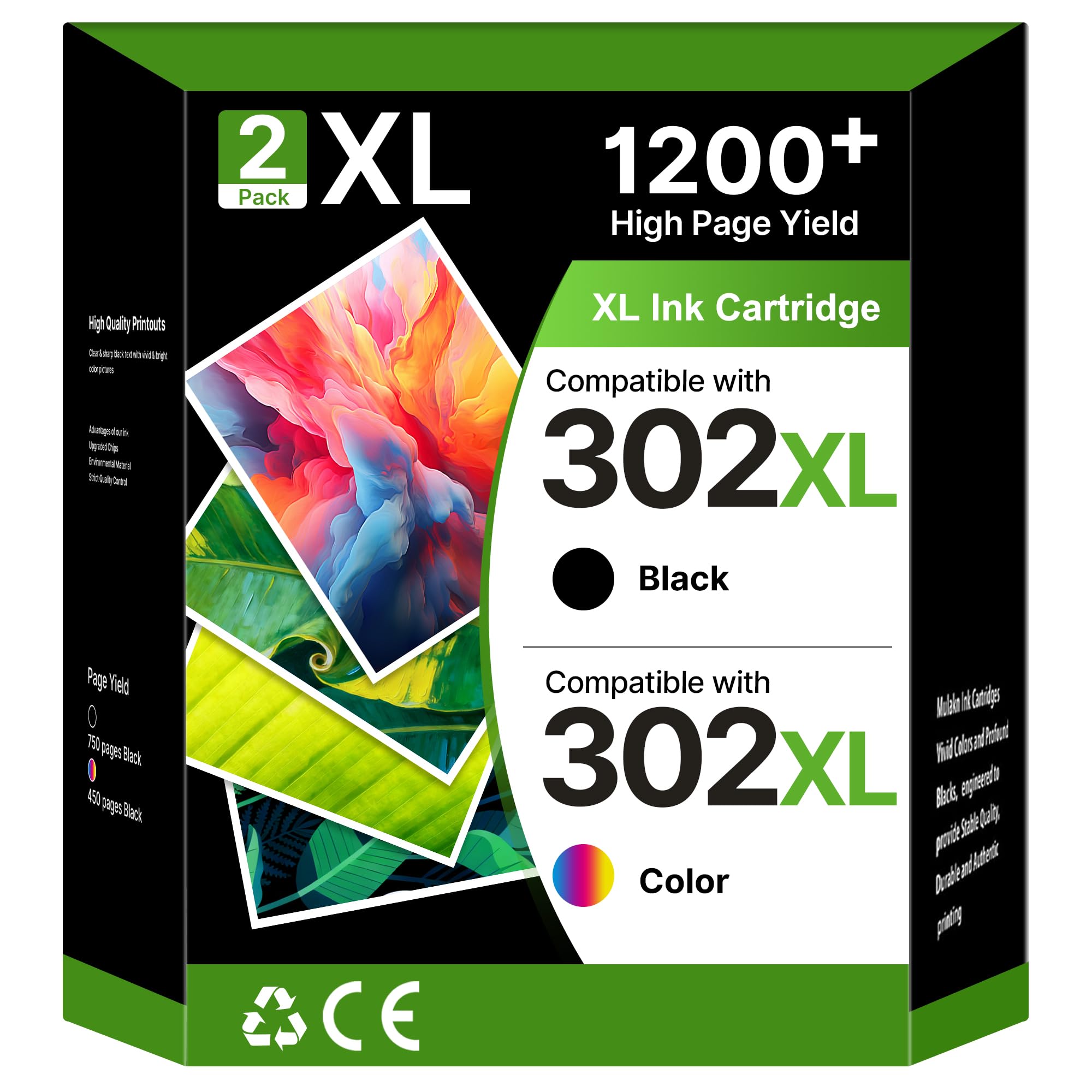 Cartouche 302 XL Noir et Couleur pour HP 302 pour HP Envy 4520 4525 4521 | Compatible pour hp 302 encre, pour HP 302, pour HP Deskjet 3639 3630 3634 Envy 4520 4527 4524 Officejet 3831 5230 (2 Pack)