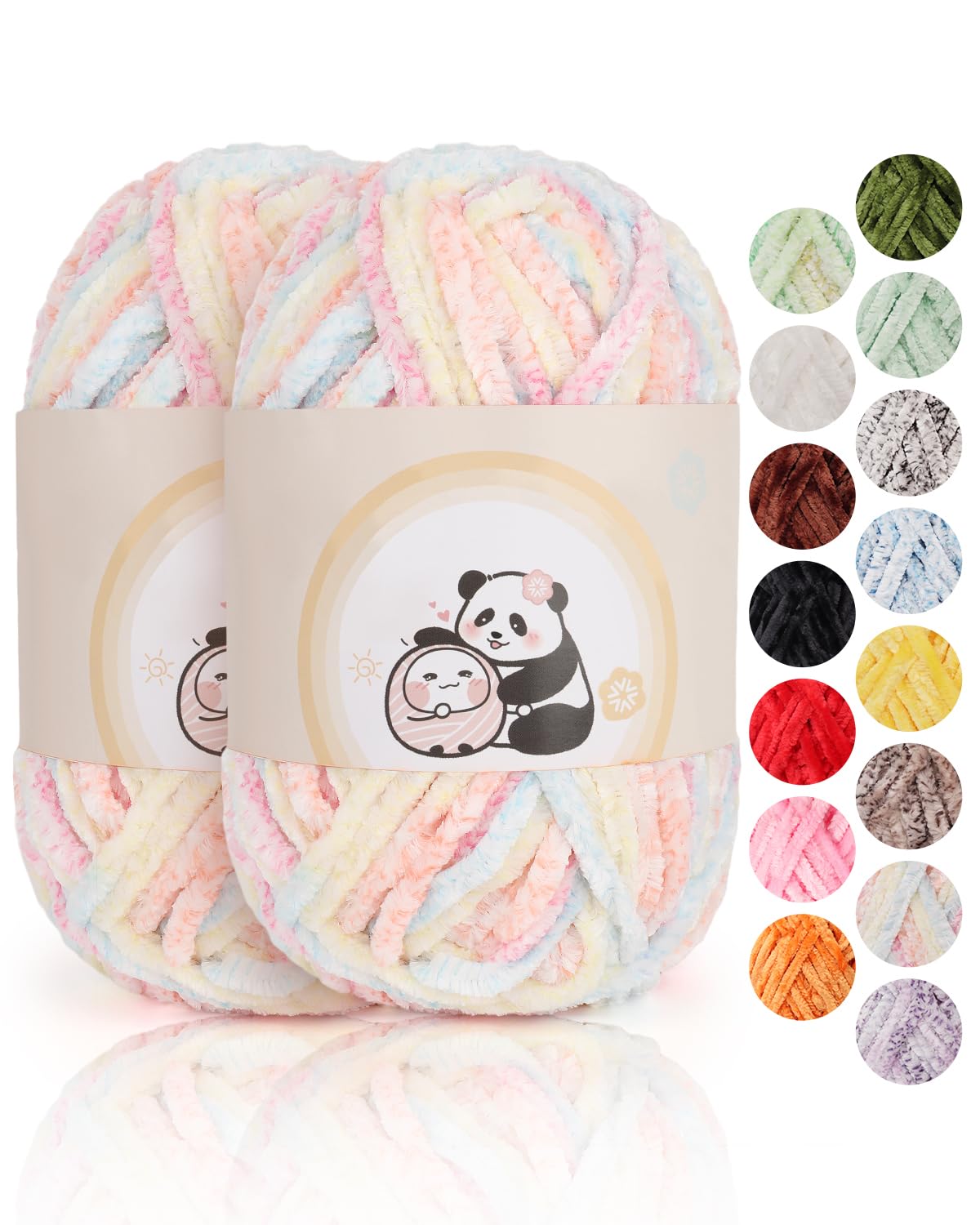 Aeelike 200g Fil Chenille Crochet, Soft Chunky Laine Chenille, Velvet Velouté Moelleux Chenille Laine à Tricoter, Laine Chaude en Peluche pour Bonnets, écharpes, Couvertures - Couleur fantaisie