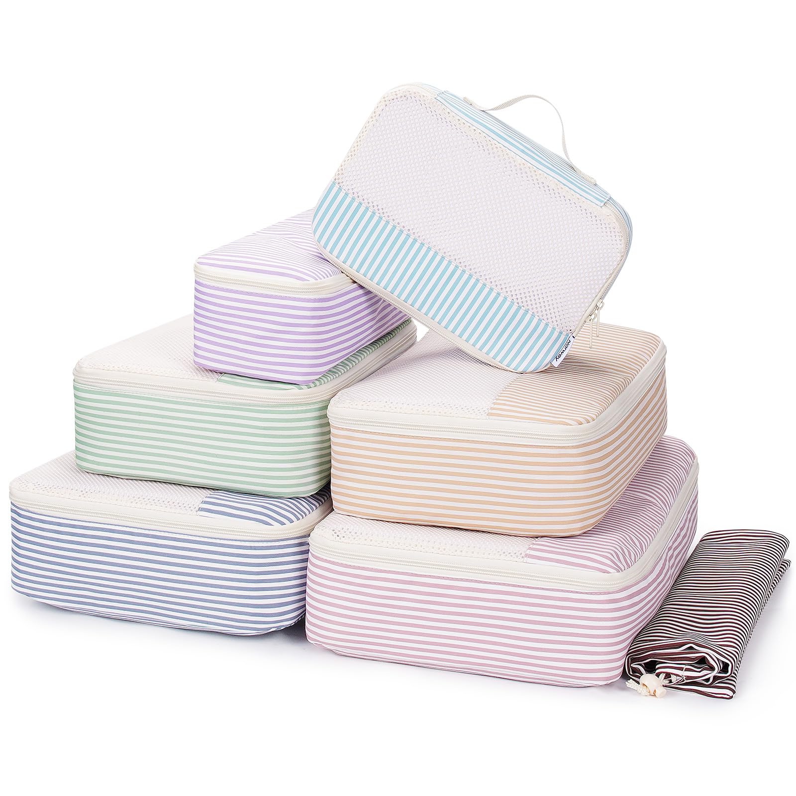 Narwey Lot de 7 Organiseurs de Valise, Ensemble de Cubes de Rangement pour Sac à Dos et Sac de Voyage, Organiseur de Voyage, Sacs de Rangement pour Valise, Organiseur de Voyage, Essentiels de Voyage