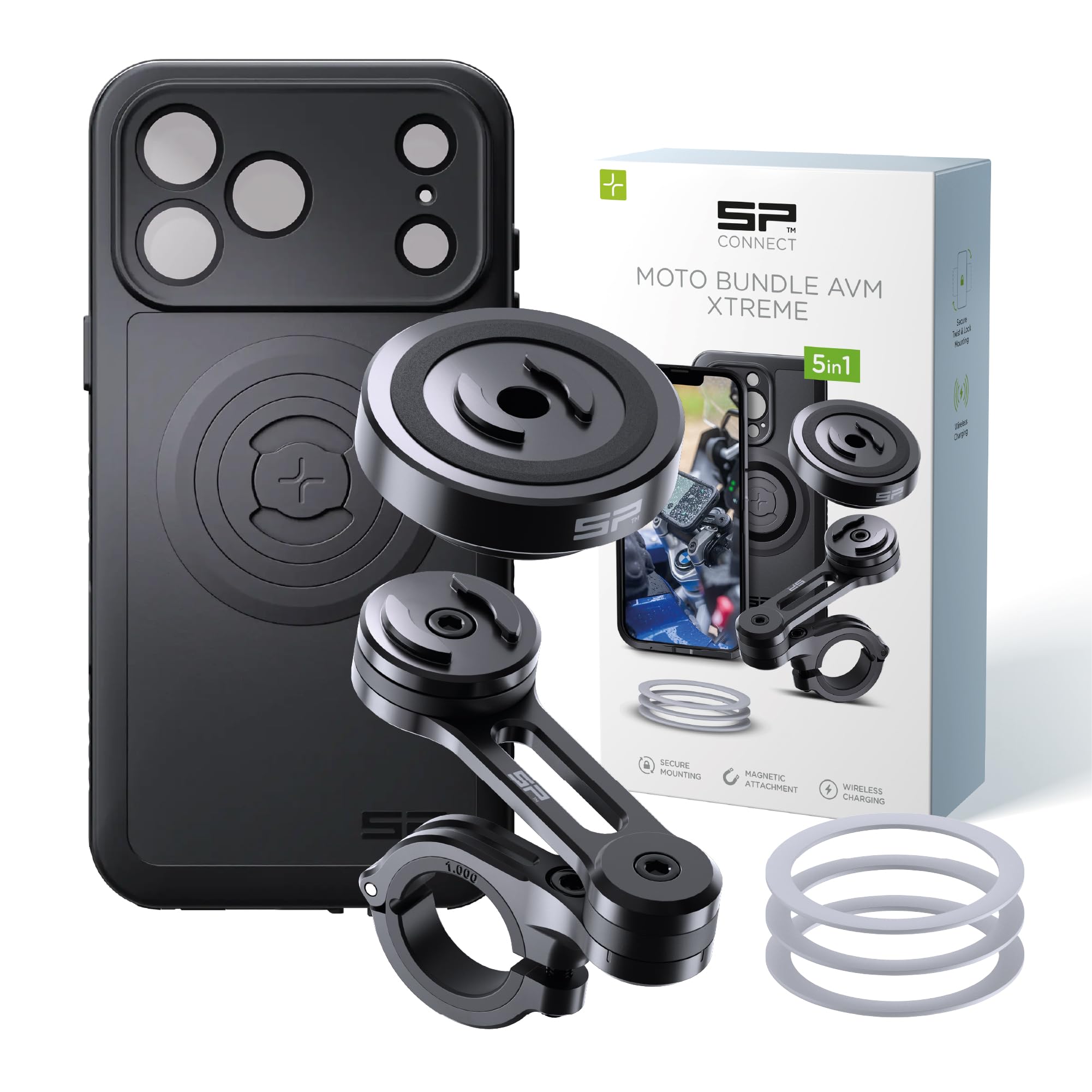 SP CONNECT Moto Bundle II AVM Xtreme | SPC+ | Support compatible avec iPhone 17 Pro Max | Support de téléphone portable pour moto | Support de téléphone portable pour smartphone | Accessoire
