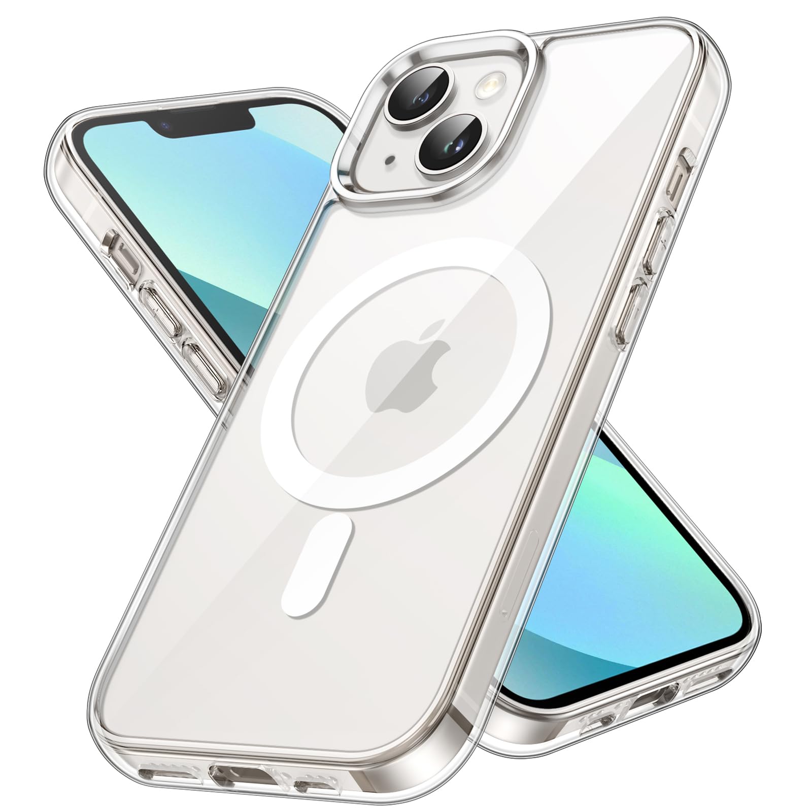 JETech Coque Magnétique pour iPhone 13, Transparent | Compatible avec MagSafe, Étui Housse Bumper Antichoc, Résistant aux Rayures, Dos Transparent