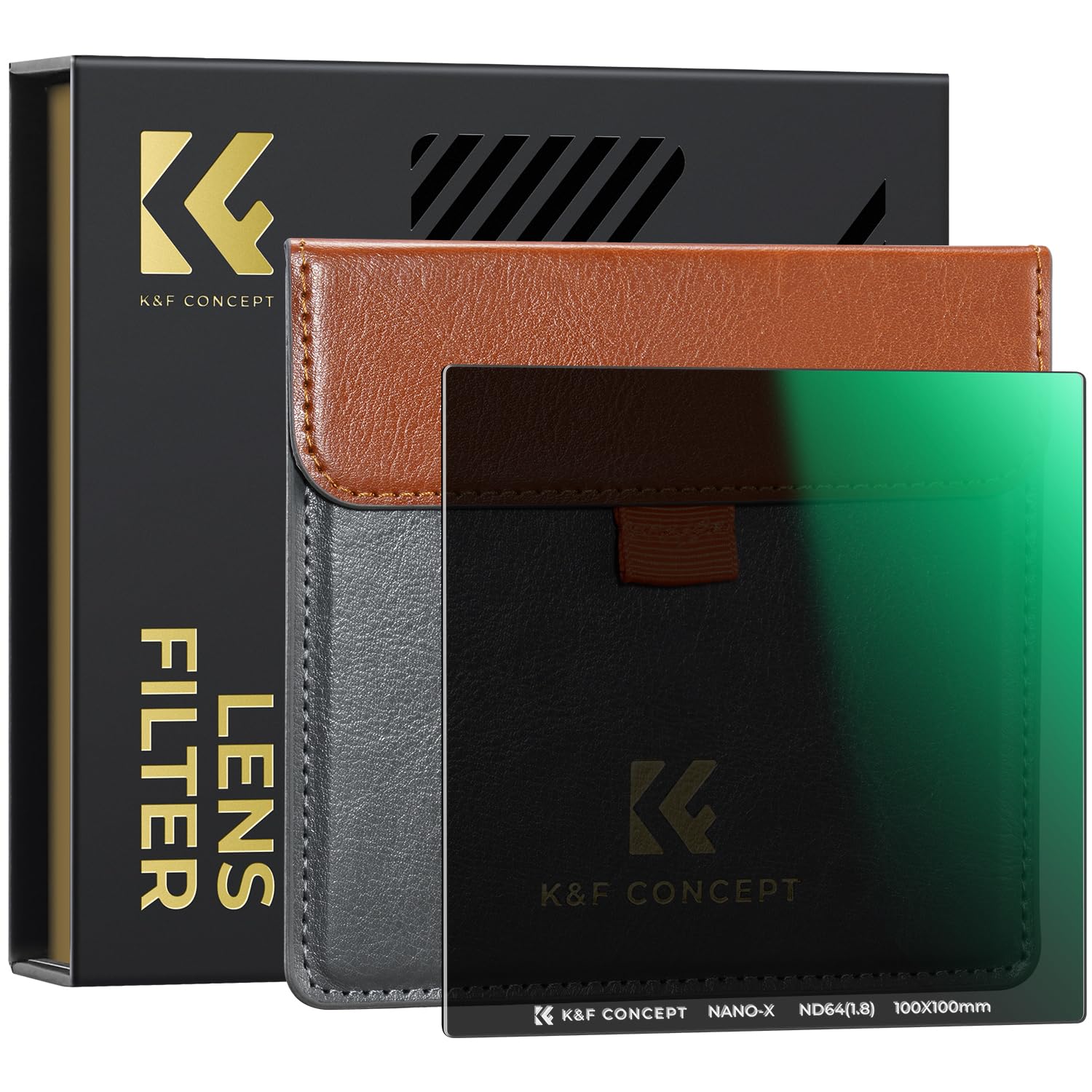 K&F Concept Filtre Carré ND64 1.8 (6 Stops) 100X100mm HD Densité Neutre Imperméable en Verre Optique avec Revêtement Nano-X Technologie pour Objectif Appareil Photo
