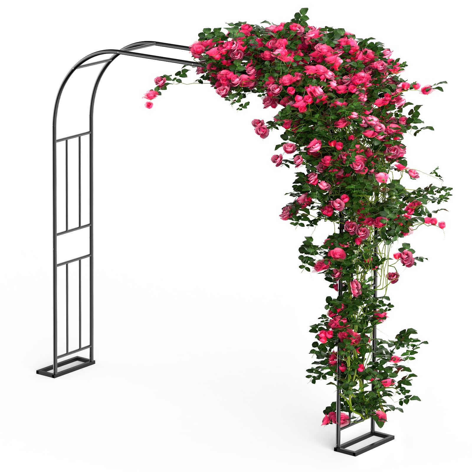 Xverycan Arche Jardin pour Rosiers Plantes Grimpantes, 240x240cm Metal Arceau à Rosiers, 1,2m 1,8m 2,4m Trois Largeurs Réglables, Arche de Rosiers Vigne, Pergola Tonnelle de Jardin, Décoration de Fête