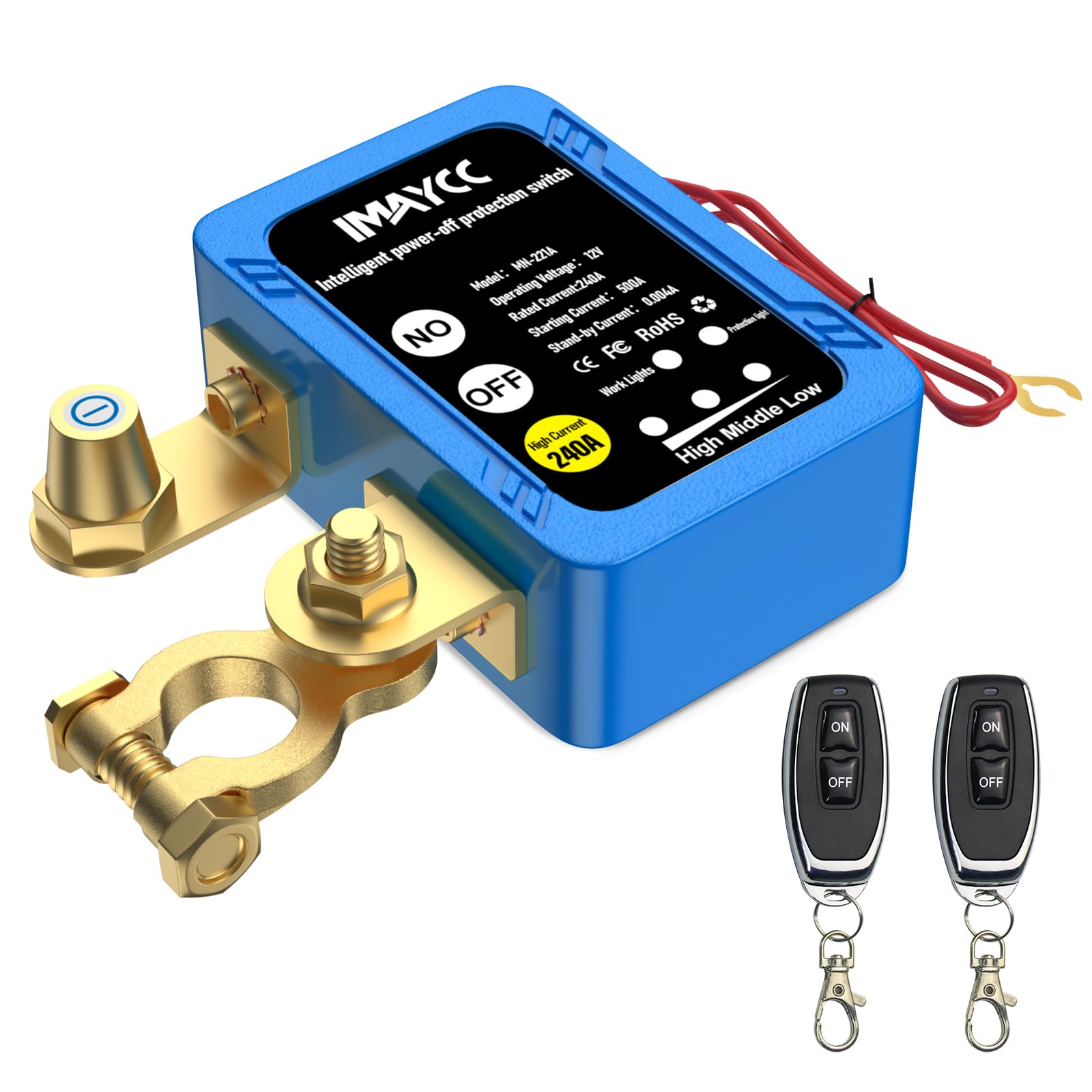IMAYCC Coupe Circuit Batterie 12v, Coupe Batterie 240A, Circuit Voiture, Interrupteur D'arrêt Automatique pour Voiture, RV, ATV, Camion, Bateau.