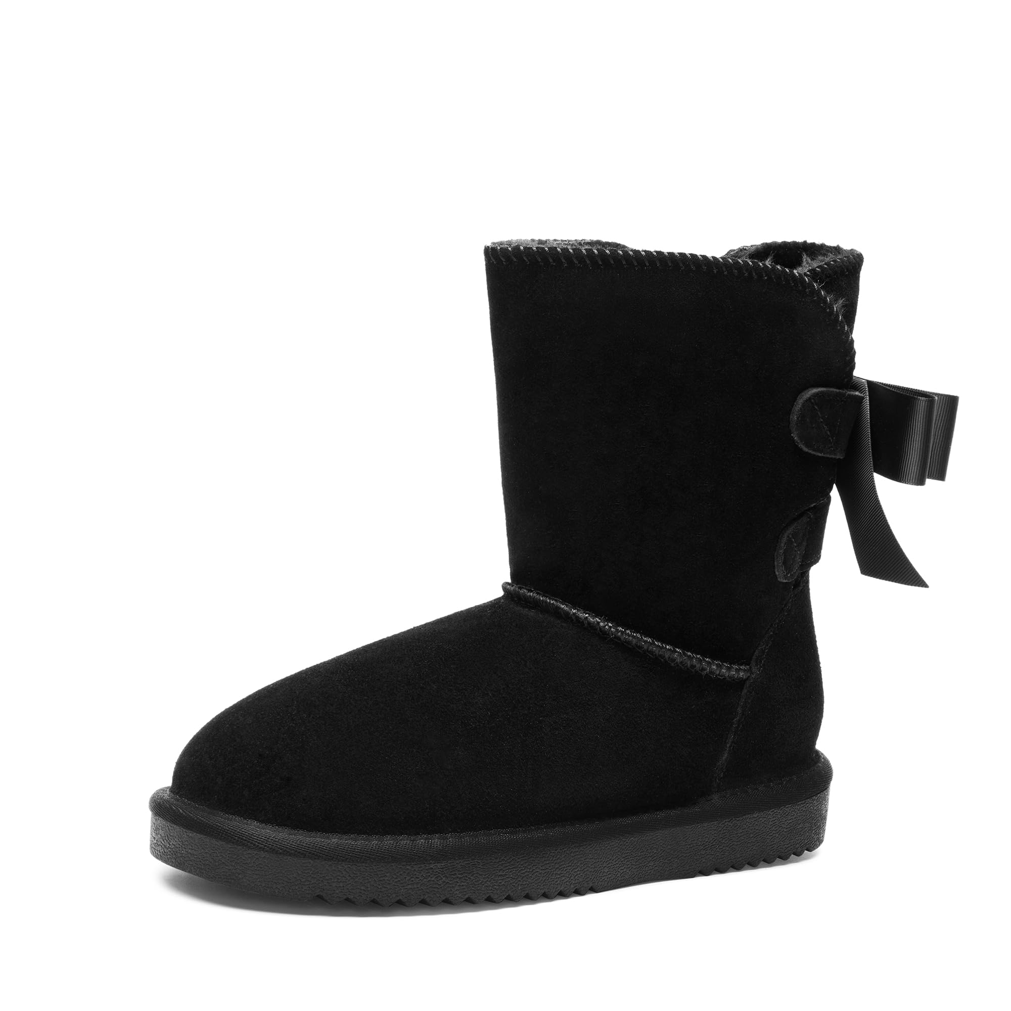 DREAM PAIRS Bottes Neige Femme Chaudes en Suédine Véritable avec Nœud et Doublure en Fourrure Synthétique Antidérapantes pour Hiver
