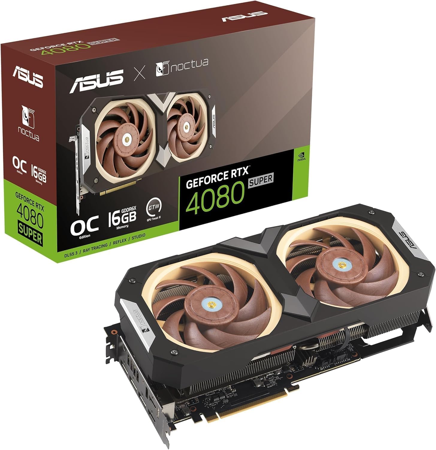 ASUS GeForce RTX 4080 Super 16 Go GDDR6X Noctua OC Edition Carte Graphique de Jeu (Nvidia RTX4080 Super DLSS 3, PCIe 4.0, 2 x HDMI 2.1, 3X DisplayPort 1.4a, RTX4080S-O16G-NOCTUA)