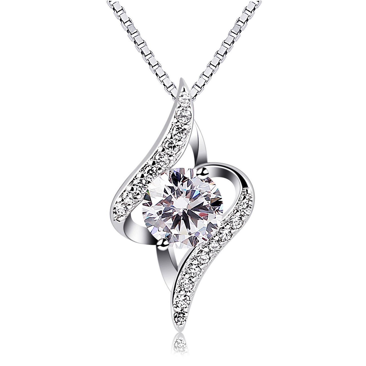 B.Catcher Collier pour Femme,Zircon Cubique 5A, Argent Sterling S925 | Design Épuré, Collier Amour Éternel, Cadeau de Noël, Saint-Valentin, Fête des Mères, Anniversaire, Emballage Cadeau, 45CM