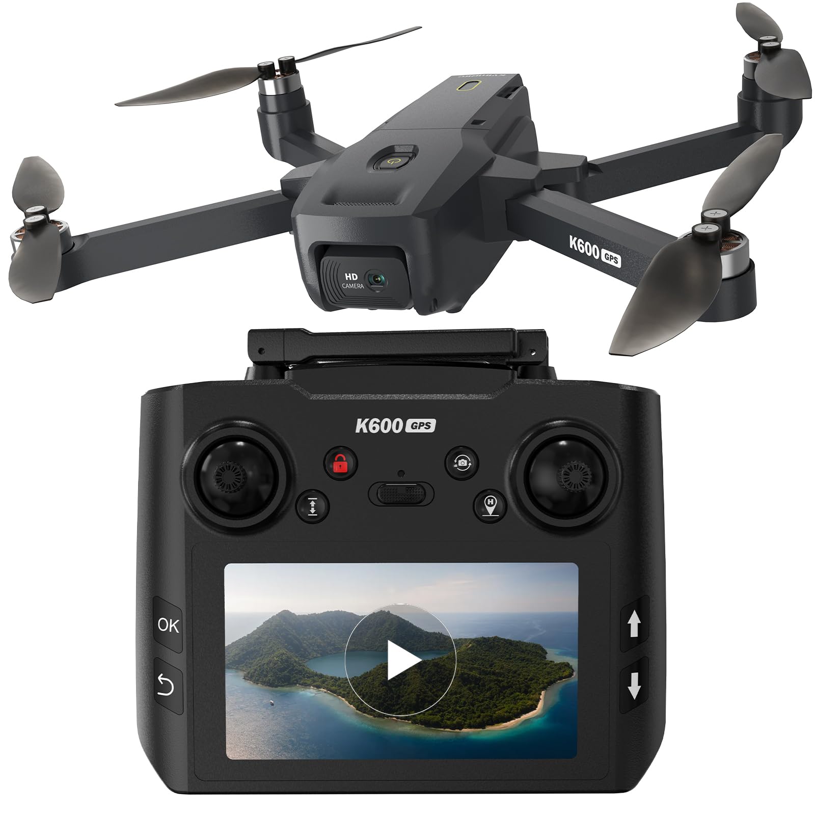 Drone GPS avec Caméra pour Adulte, Écran LCD HD 4.5" | Objectif 90°, Pliable, Moteur Brushless, Retour Auto, 22 Min, Contrôle Gestuel, pour Enfants et Adultes
