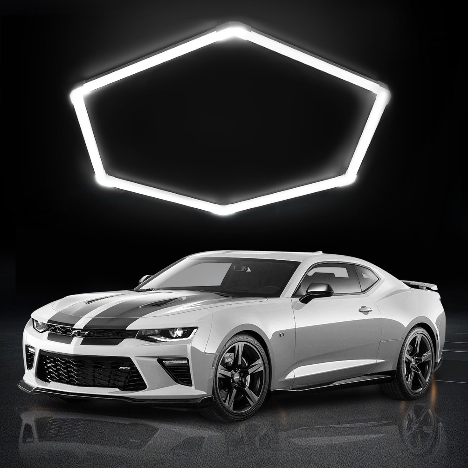 DIKHEE Plafonnier LED Hexagonal 48W 6500K Déformable pour Garage, Atelier, Entrepôt, Sous-Sol, Salle de Sport - 1 pcs