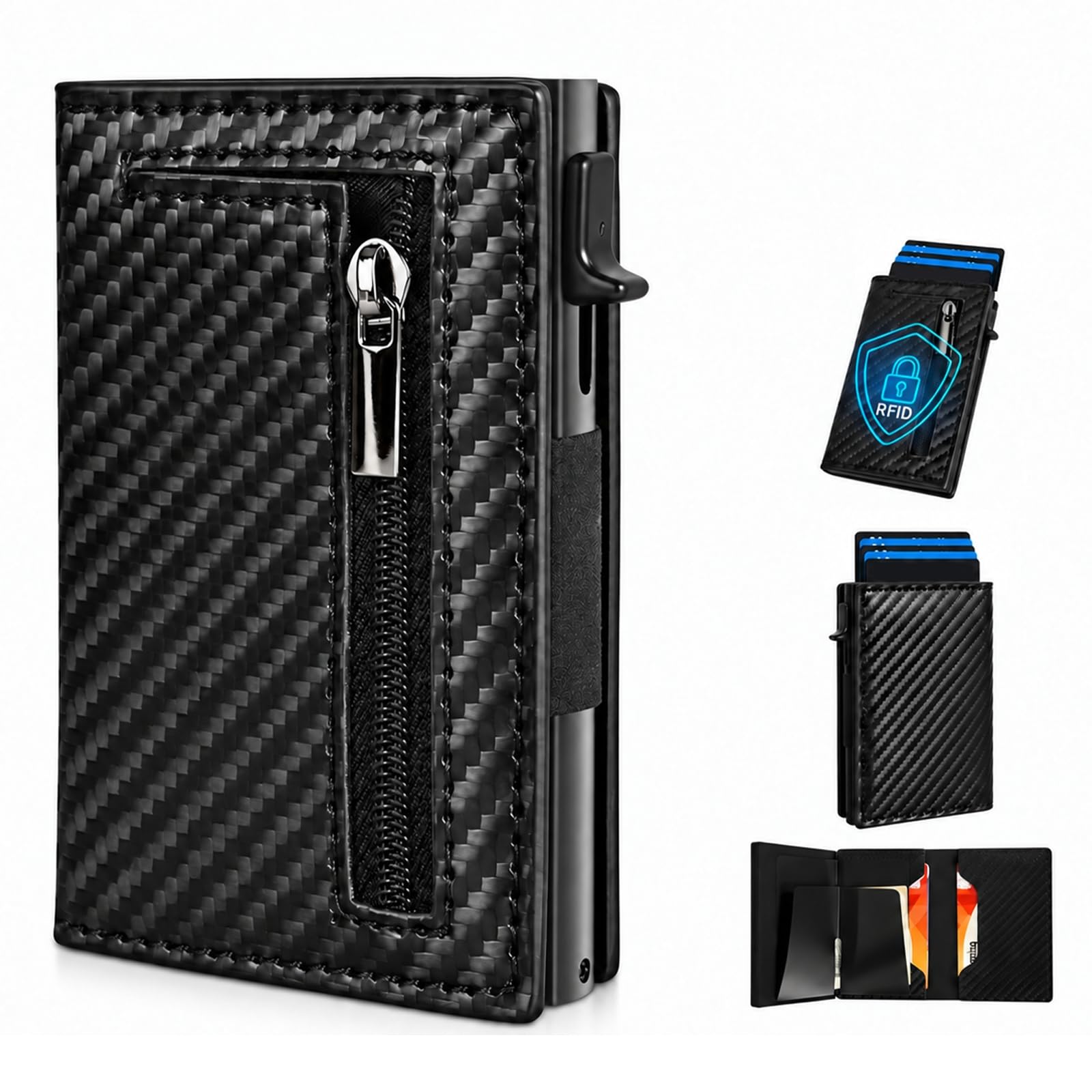 Portefeuille 2.0 Homme RFID, Porte Carte Bancaire, Wallet et Porte-Cartes | Compact Minimaliste, RFID Anti Piratage, Design Fin et Pratique pour Cartes Bancaires, Billets et Monnaie