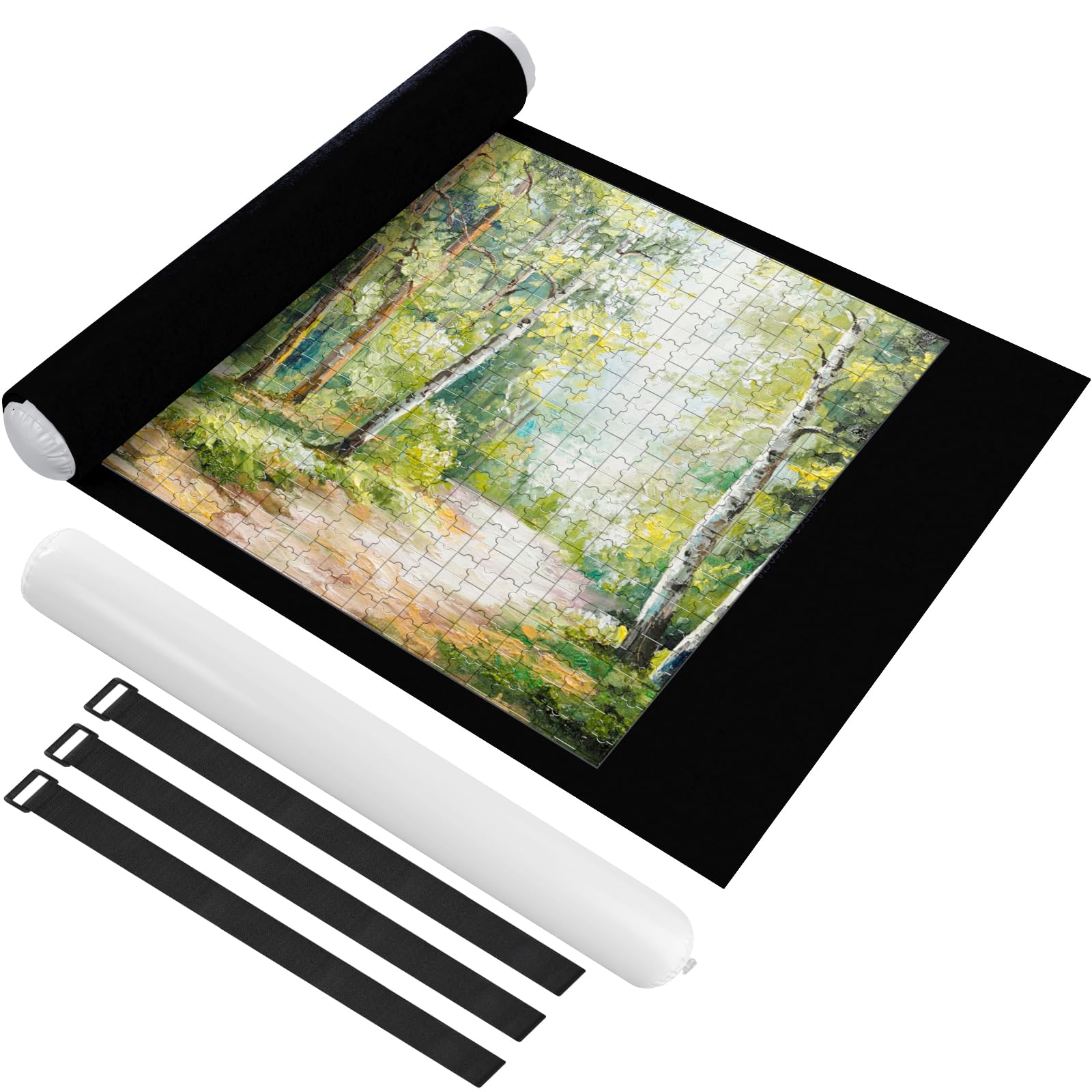 Ainiv Tapis Puzzle Rouleau Feutre 1500 pièces, Noir | Feutre Antiglisse, Portable, Tapis de Rangement, 115 × 66 cm