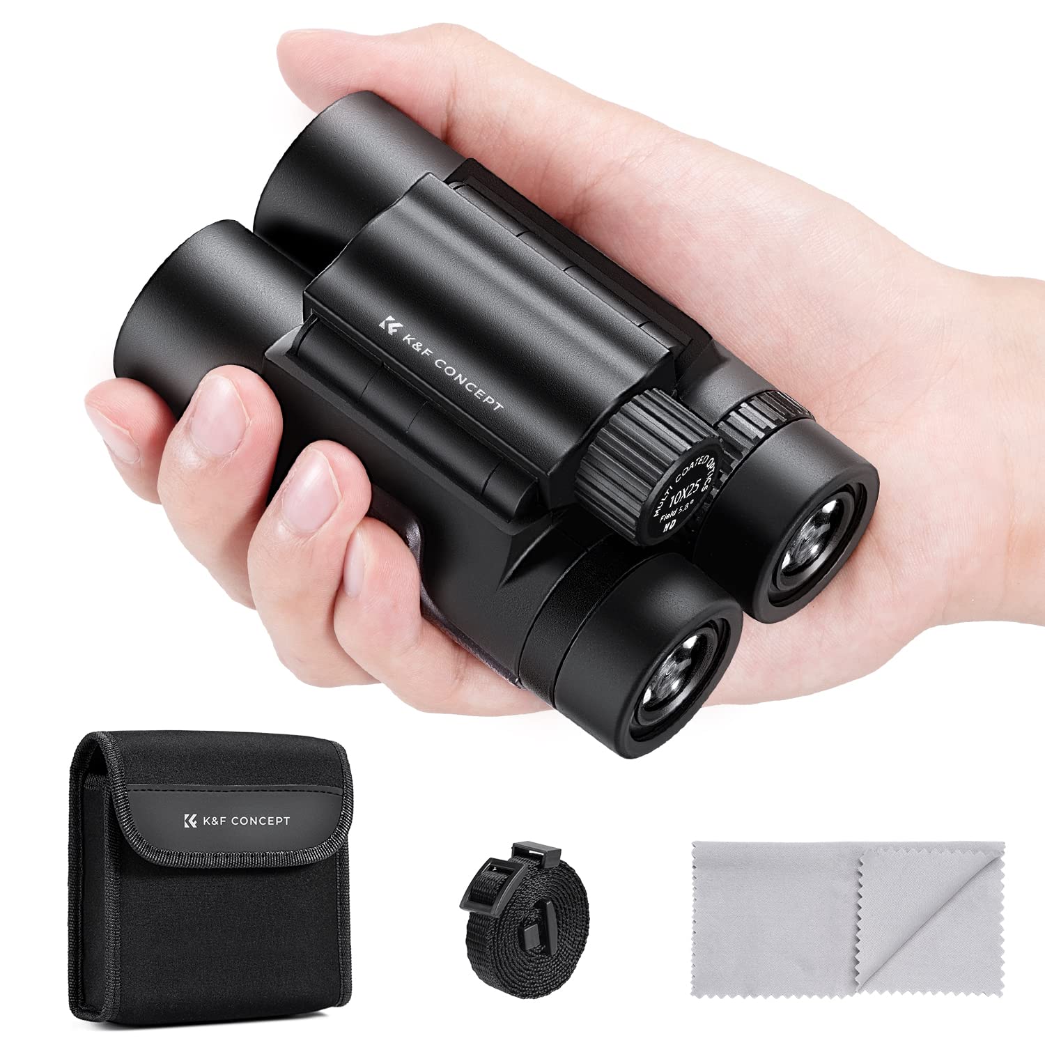 K&F CONCEPT Jumelle 10 * 25 HD, Mini Télescope Binoculaire avec BAK4 Prisme | Multi-revêtement, pour Adultes, pour Oiseaux, Concerts, Randonnée, Sports, Camping