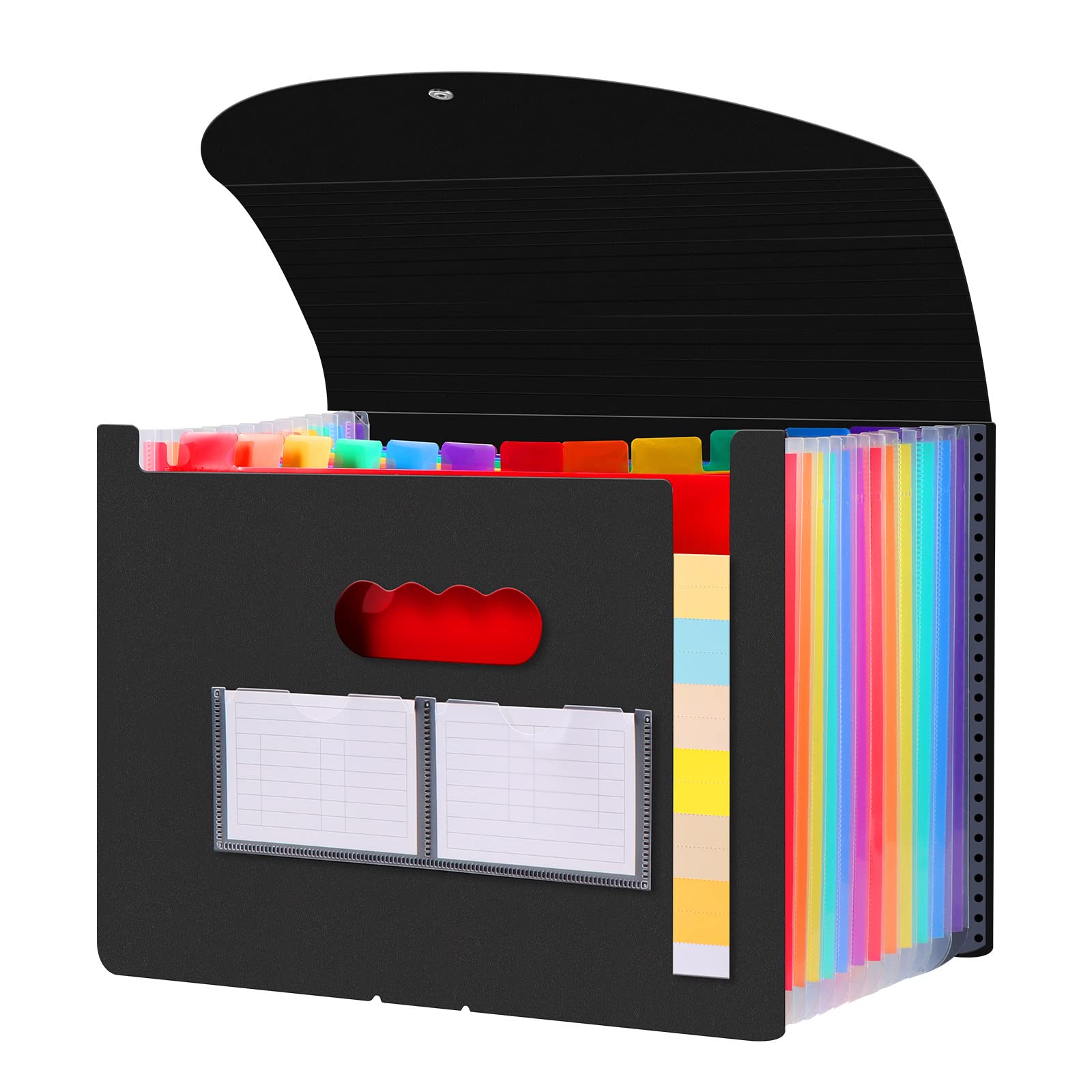 Diboniur Range Document Bureau, Rangement Papier Administratif, Classeur Trieur 12 Compartiments, Extensible A4 Trieur Document avec Couvercle, Dossiers de Fichiers Accordéon Organiseur (Noir)