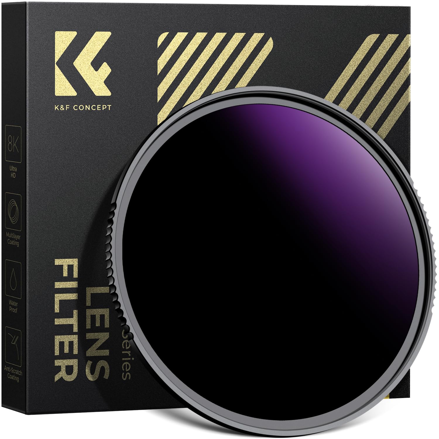 K&F Concept Filtre ND1000000 82mm 20 f-Stop 6.0 pour Éclipse Soleil Solaire | Certifiées ISO 12312-2 : 2015,HD,Étanche,Verre optique,Résistant à l’huile et aux rayure,Cadre CNC Antidérapant,Nano-X,FN707