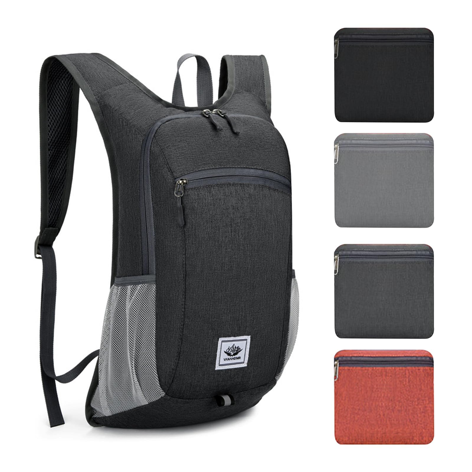 ROEOWENE Sac a Dos Pliable Ultra Leger 15L Petit Sac à Dos de Randonnée | Homme Femme Trekking Voyage Backpack Packable Daypack Travel Pour Camping, Randonnée, Cyclisme,sport-noir