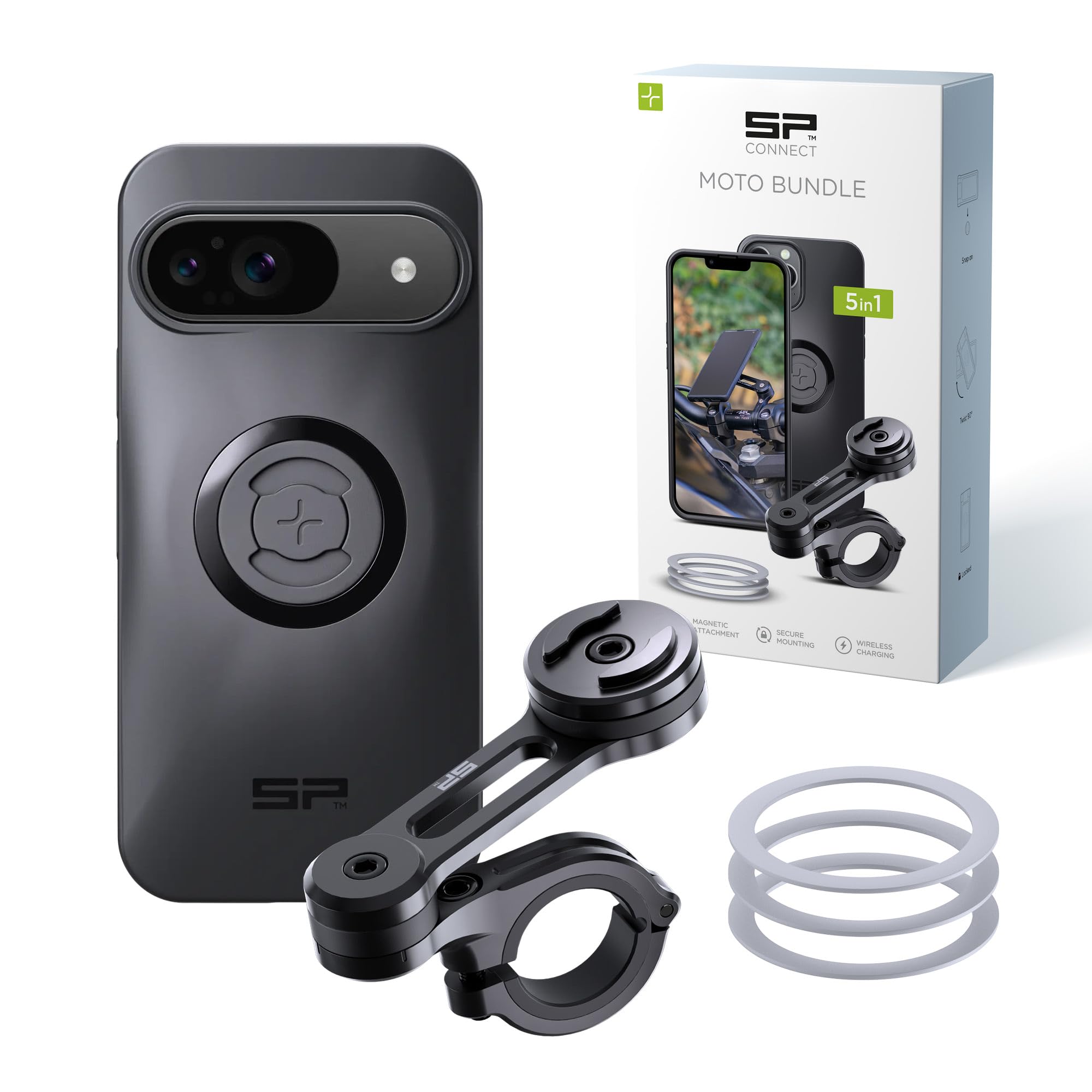 SP CONNECT Moto Bundle | SPC+ | Compatible avec Google Pixel 9/9 Pro | Support de téléphone portable pour moto, cyclomoteur | Support gadget pour GPS
