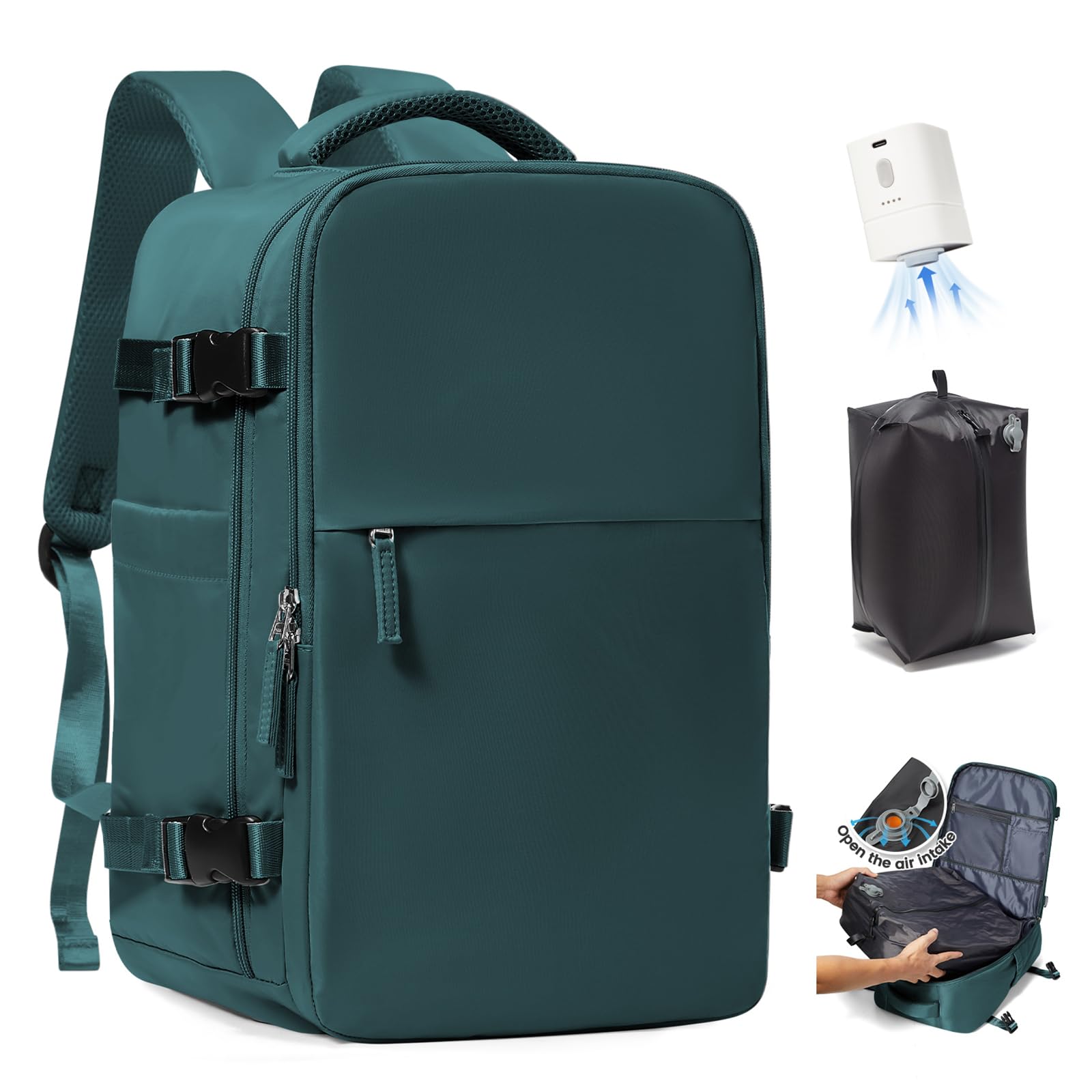SZLX Sac à Dos Sous Vide Voyage 40x30x20 avec pompe Ryanair Bagage Cabine 40x30x20 Sous Vide pour Ryanair Wizz air vueling Easyjet Bagage à Main Femme Homme avec Compartiment Chaussures