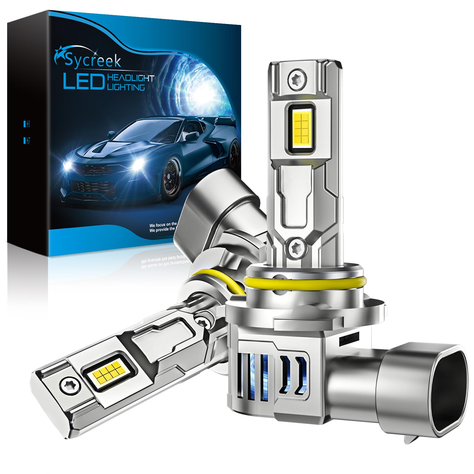 Sycreek 9006 HB4 LED Ampoules 120W 30000 LM | Lampe Led Hb4 Voiture 12V Blanc 6000K, kit de Phares 600% Super Lumineux de Remplacement pour Halogène