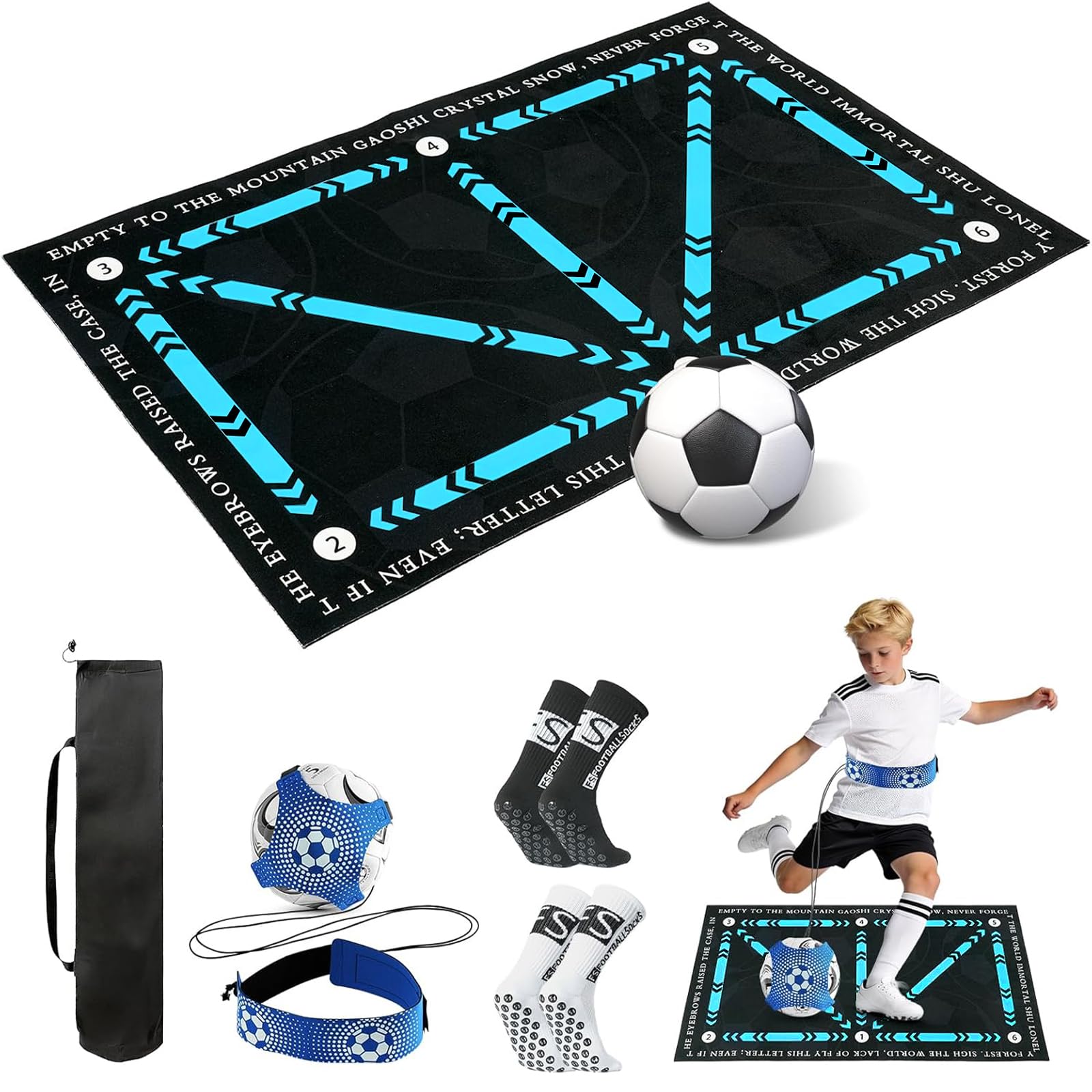 Flintronic Tapis Football Entrainement, 90x60cm Tapis Entrainements Football Accessoire Antidérapant, Cadeau pour Amateur de Football et Enfant