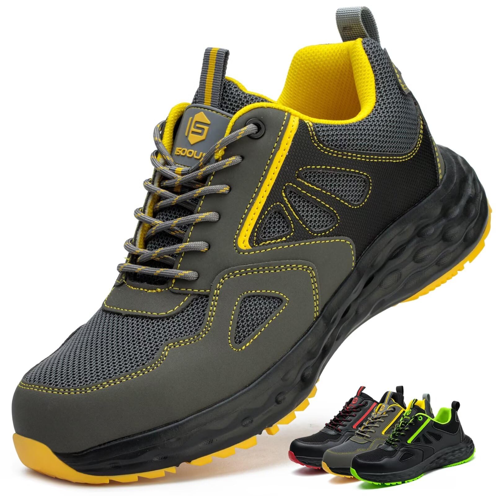ISOOUS Chaussures de Sécurité Hommes Femmes Chaussures de Travail Légère | Embout Plastique Basket Securite Antidérapante Confortable Basket de Travail Respirante Isolation Cuisine Chantier