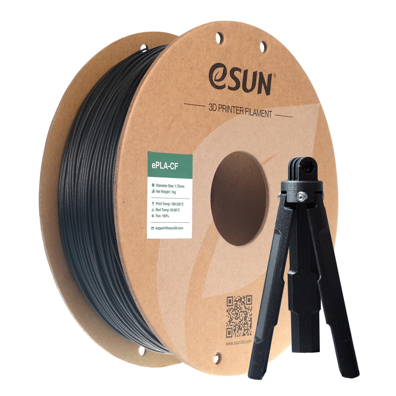 eSUN ePLA-CF Filament PLA 1.75mm 1KG Chargé en Fibre de Carbone,Noir | Précision Dimensionnelle +/- 0.05mm