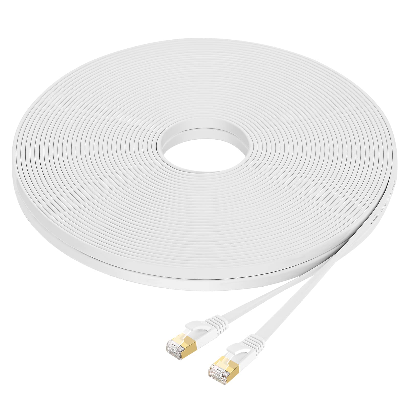 Fumitt Câble Ethernet Cat 8 15M,Câble réseau internet plat Gigabit RJ45 Lan haute vitesse 40Gbps 2000MHz pour Commutateur,Routeur,Modem,Xbox,PS4,boîtier TV(Blanc)