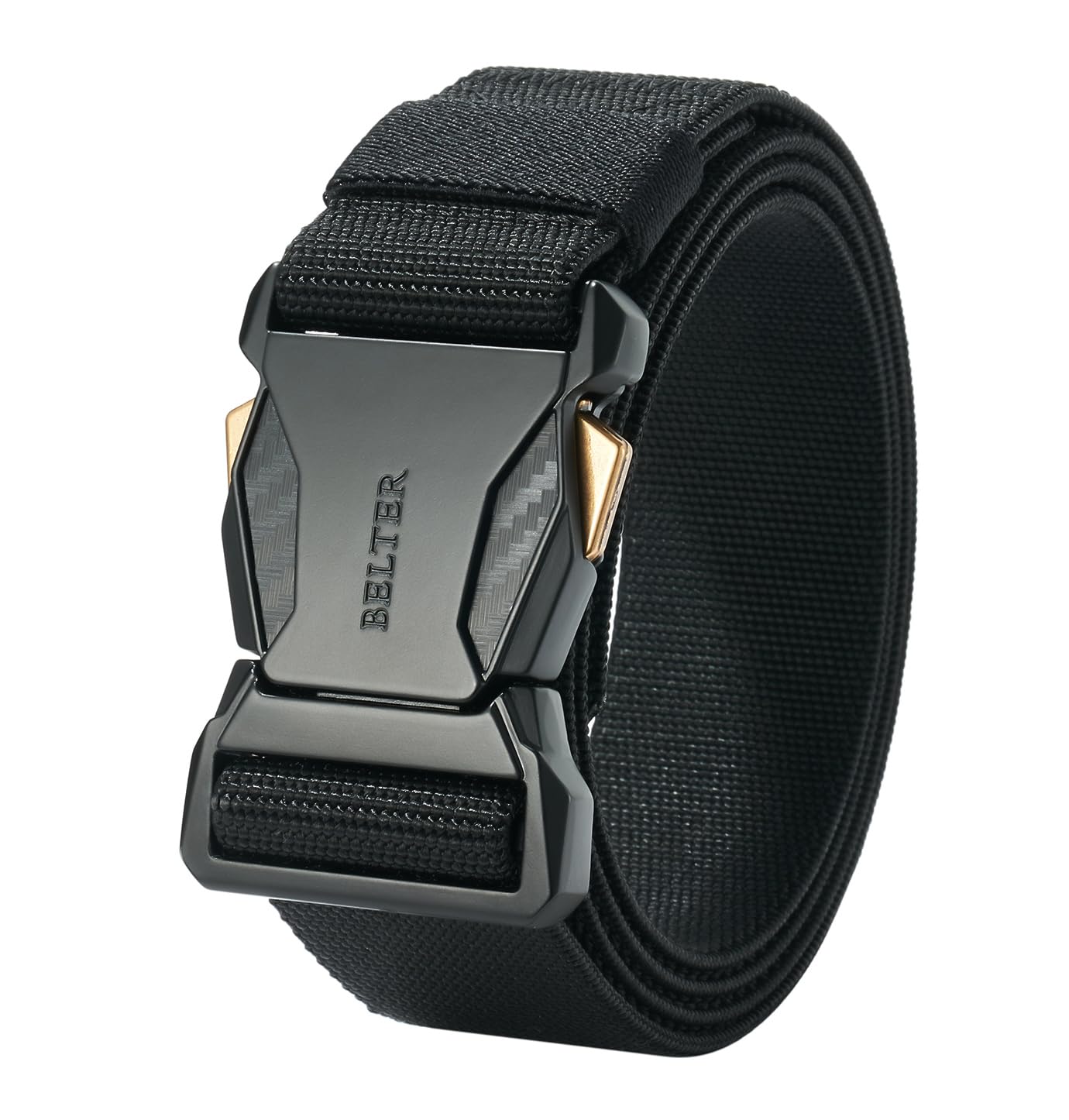 BELTER Ceinture Tactique Militaire Homme Ceinturon Tactique Tissu Élastique Pour Randonnée, Camping, Golf, Chasse, Sports de Plein air Avec Boucle en Métal à Dégagement Rapide