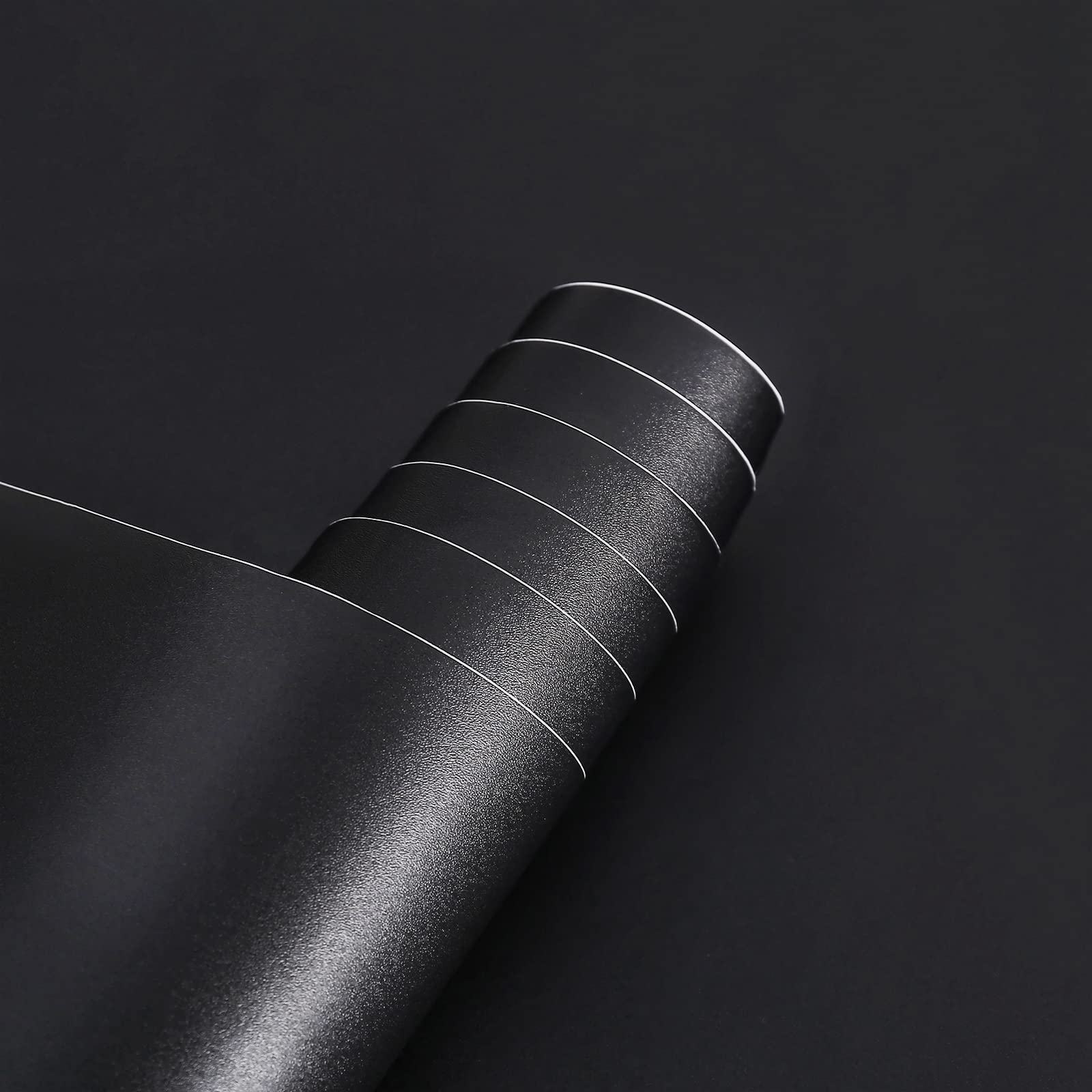 Arthome Mat Papier Adhesif pour Meuble,Auto Adhesif Papier Peint Solide Texturé Peel and Stick Film Vinyle Décoratif Autocollant pour Comptoir,Armoires,Revêtement Mural,Noir Mat,30cmx254cm
