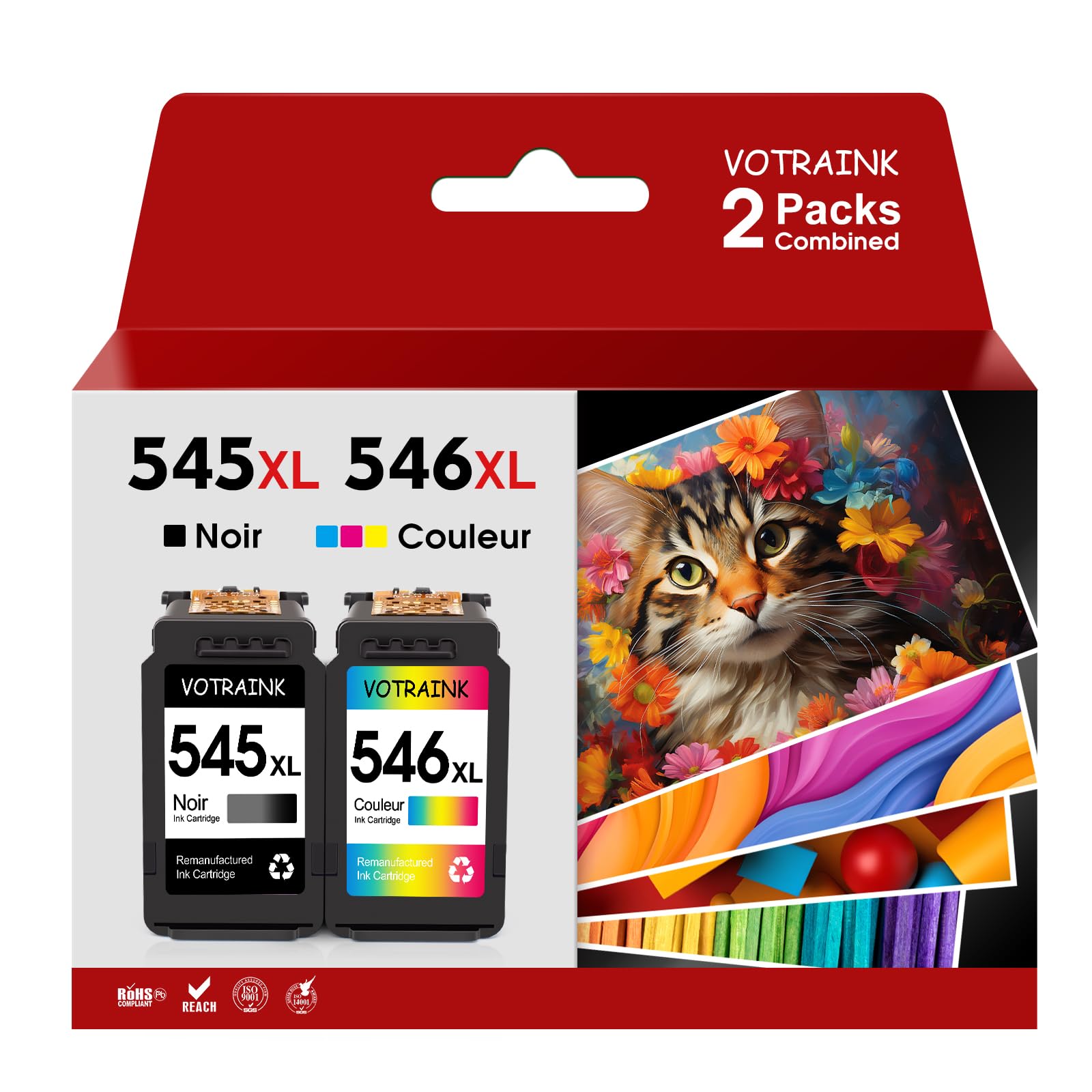 VOTRAINK 545XL 546XL Cartouches d'encre de Rechange pour Canon 545 546 XL - Lot de Plusieurs Cartouches pour MX490, MX495, MG2550s, MG2550, TS3150, TS3151, TS3350, TR4550, TR4551