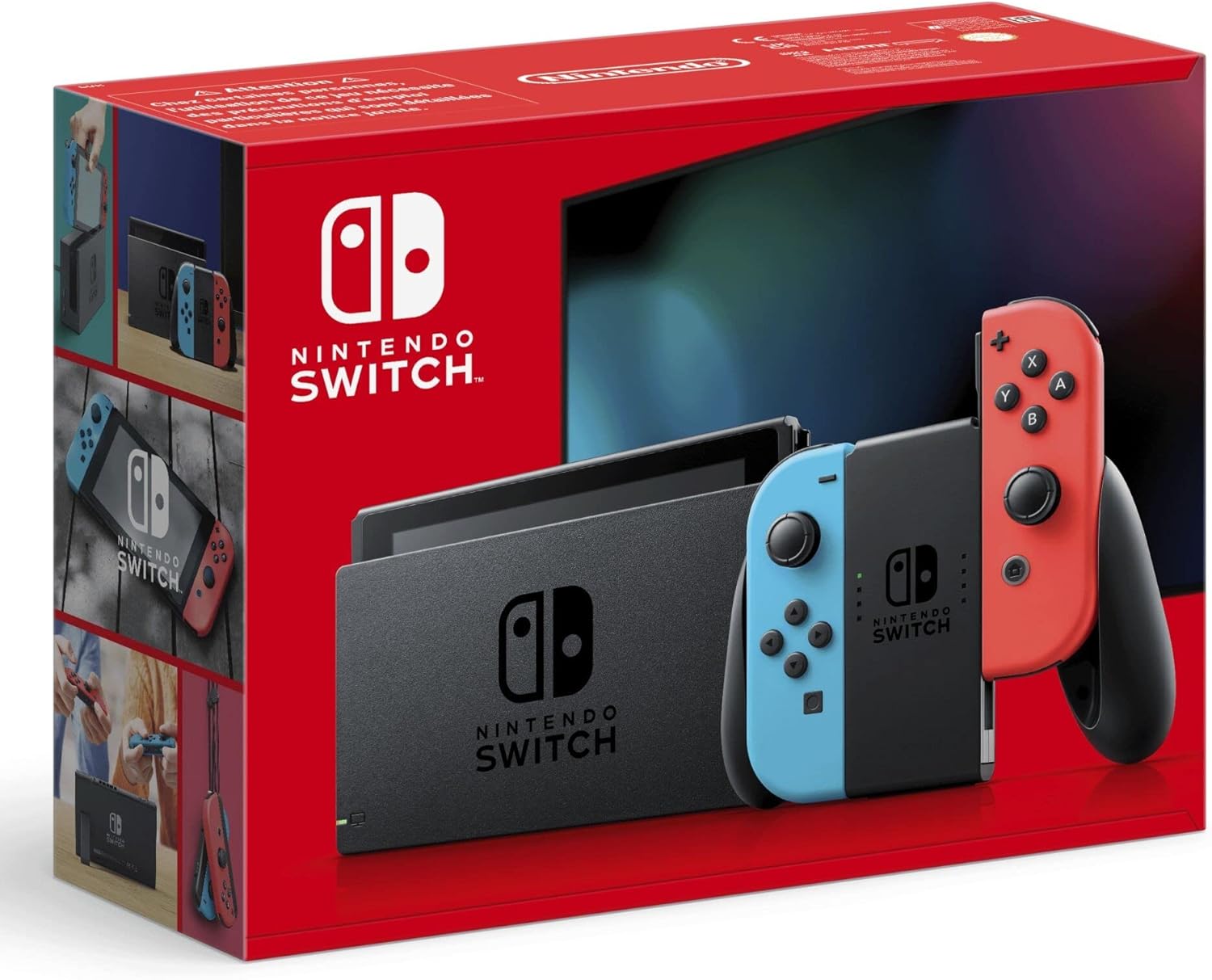 Nintendo Switch noire + Joy-Con néon rouge/néon bleu (Nouvelle Version)