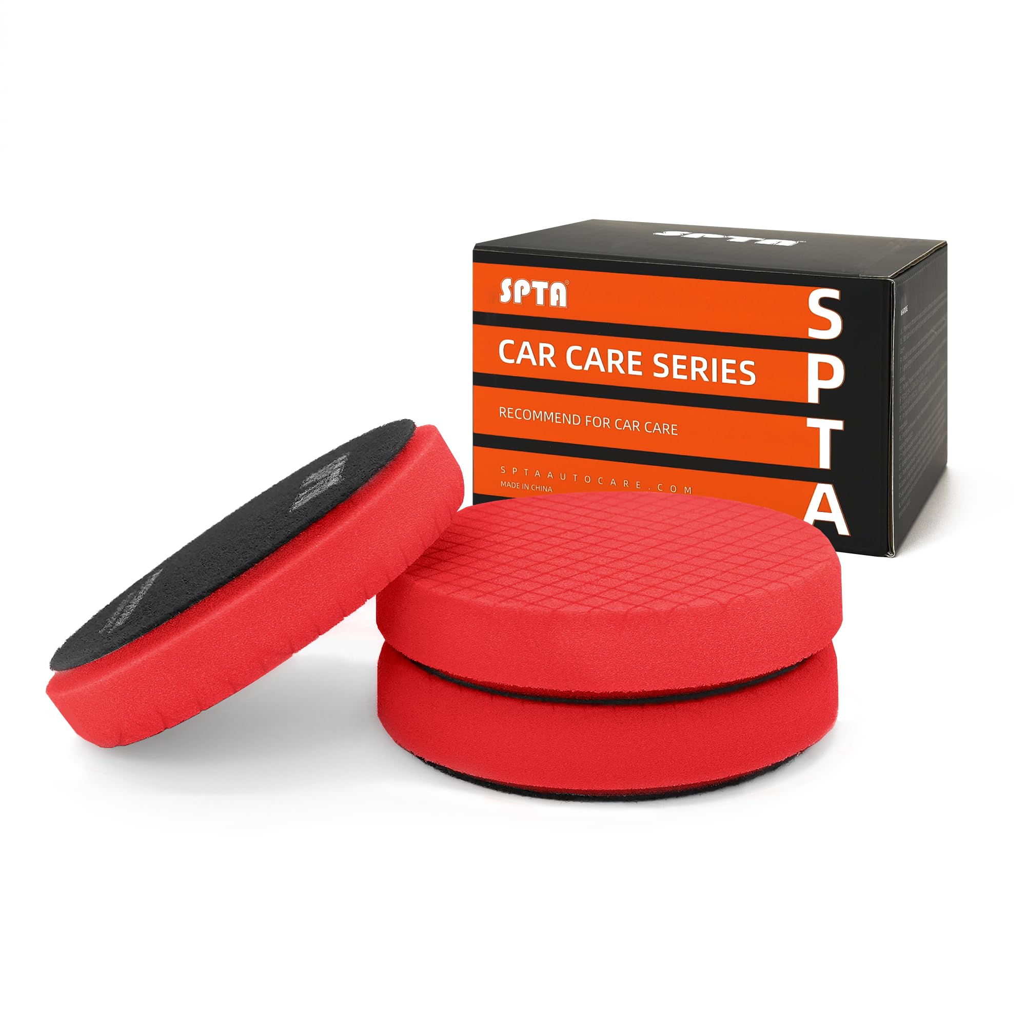 Tampon de finition ultra-fin rouge T10 Polissage Pad, SPTA 3 Pièces 150mm Éponge de Polissage Kit de Polissage pour Voiture Polisseur Tampon Pad/pour RO/DA Double Action polisseuse Polissage