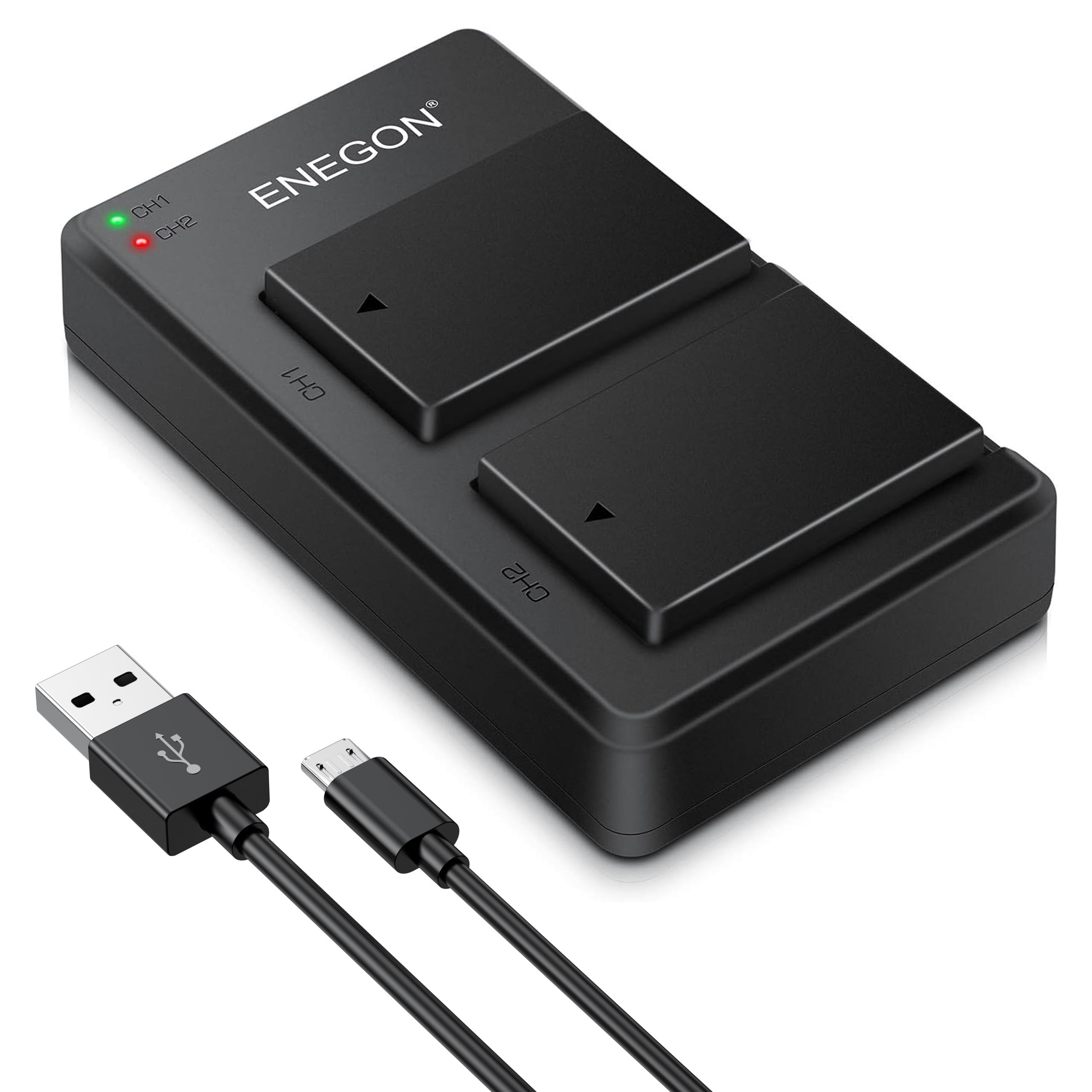 ENEGON 2 Pack LP-E17 Batterie Appareil Photo avec Micro USB Double Chargeur pour Canon Rebel SL2, T6i, T6s, T7i, EOS R10, R8, RP, R50, R100,M3, M5, M6, 200D, 250D, 77D, 750D, 760D, 800D, 8000D
