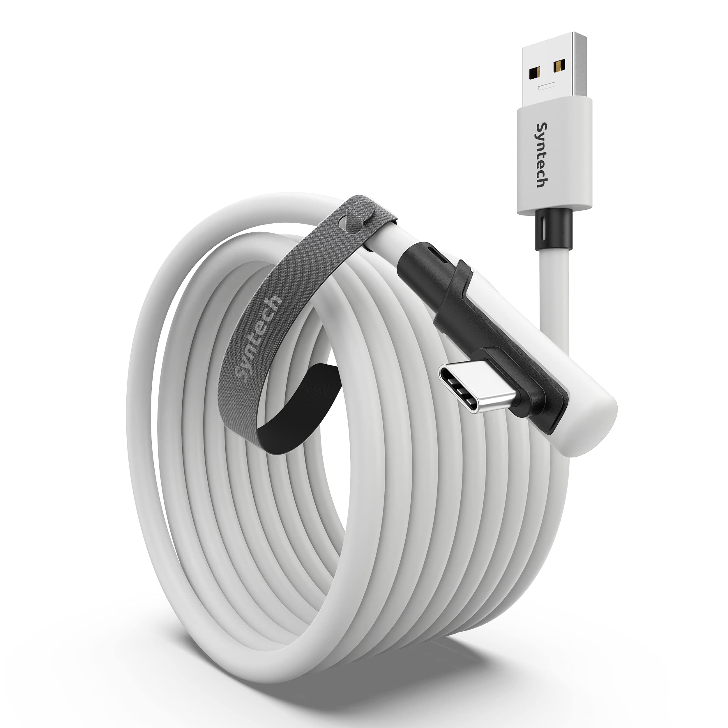 Syntech Câble Link 5m, Câble USB 3.0 vers USB-C pour Meta Quest 3/3S/2 | USB 3.0 haute vitesse avec jusqu'à 5 Gbit/s de transfert pour PCVR et jeux SteamVR, connecteur USB-C renforcé en L