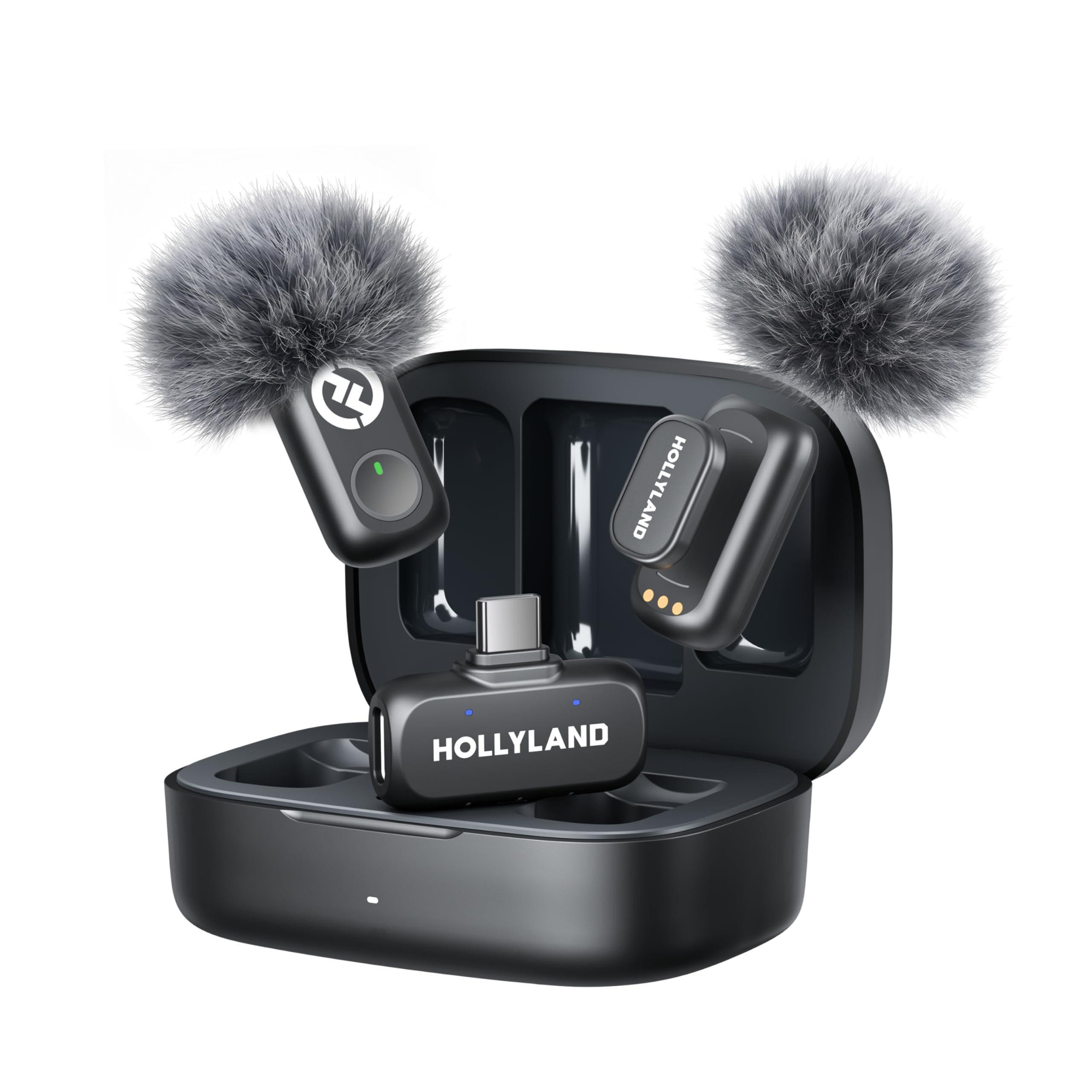 Hollyland Micro Cravate sans Fil Lark A2 (2TX+1RX+Boîtier de Charge) | AI Auto-Limit, Audio Riche en Détails, Réduction du Bruit par IA, 42 h, Plug & Play, iPhone 17/16/15, Android,Clip-and-Go