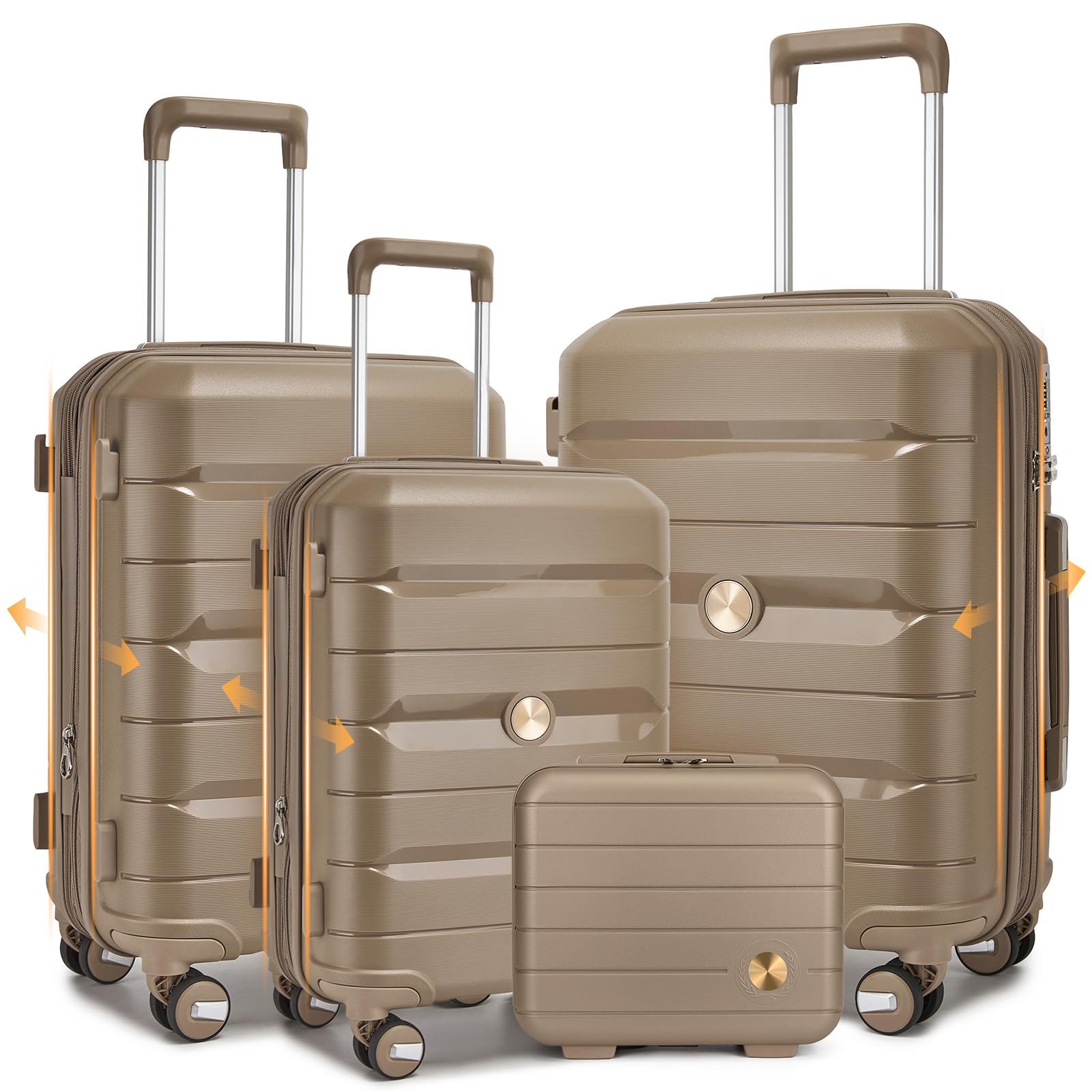 Sea choice Set Valise 4 de Voyage Rigide Extensible Trolleyset et Vanity | 55/66/76cm extensible 20%,Légère Durable en Polypropylène Bagage,4 roulettes Silencieuses à 360°,Approuvé Serrure TSA