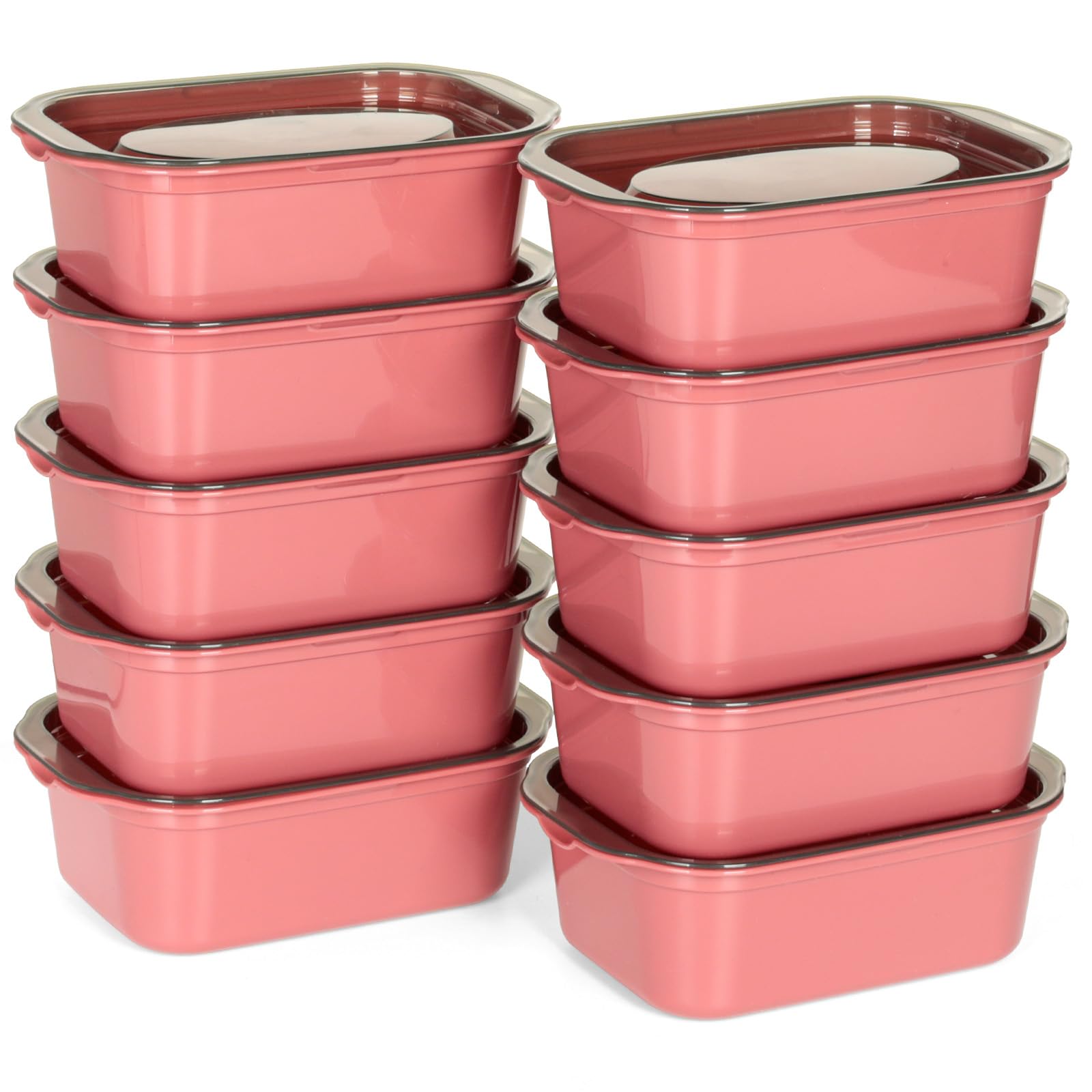 Cozary 10pcs Boîte de Conservation Rectangulaire, 500ml Boîtes Congélation avec Couvercles, Empilables, Micro-Ondes et Lave-Vaisselle, Boîtes Hermétiques pour Congélation (Bordeaux)