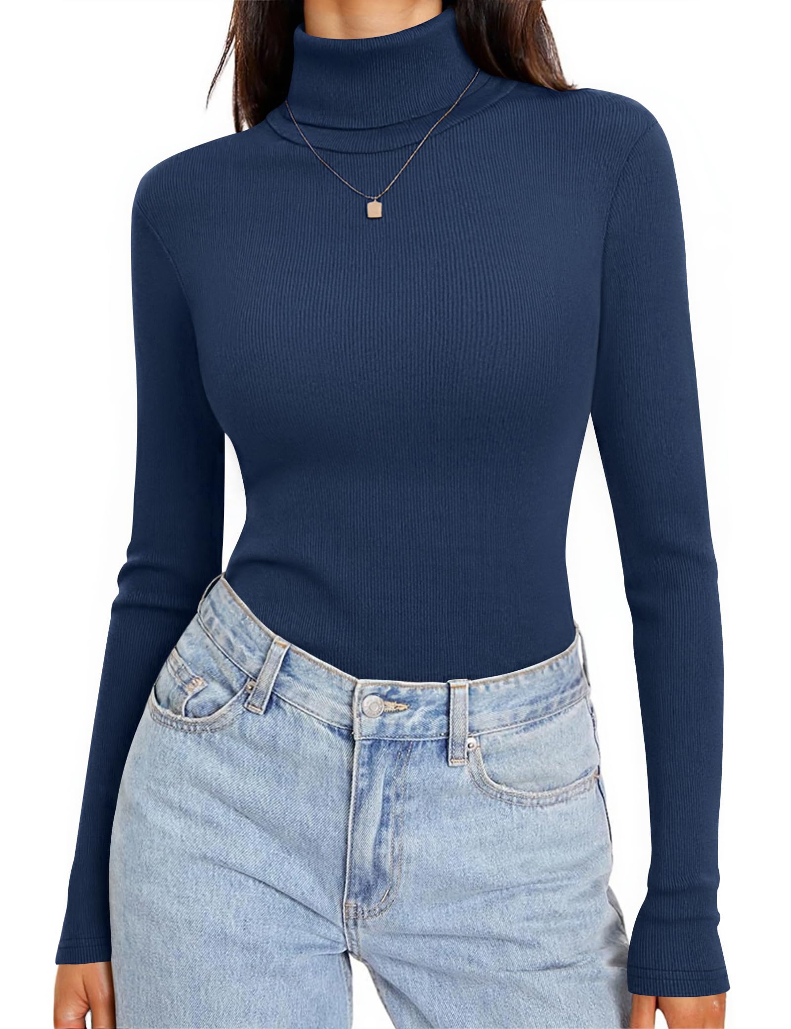 Totatuit T Shirt Femme Top Col Roulé Manches Longues Coupe Ajustée Basique | Coupe Près du Corps, Style Basique, Tenue Quotidienne, Look Élégant, Facile à Associer