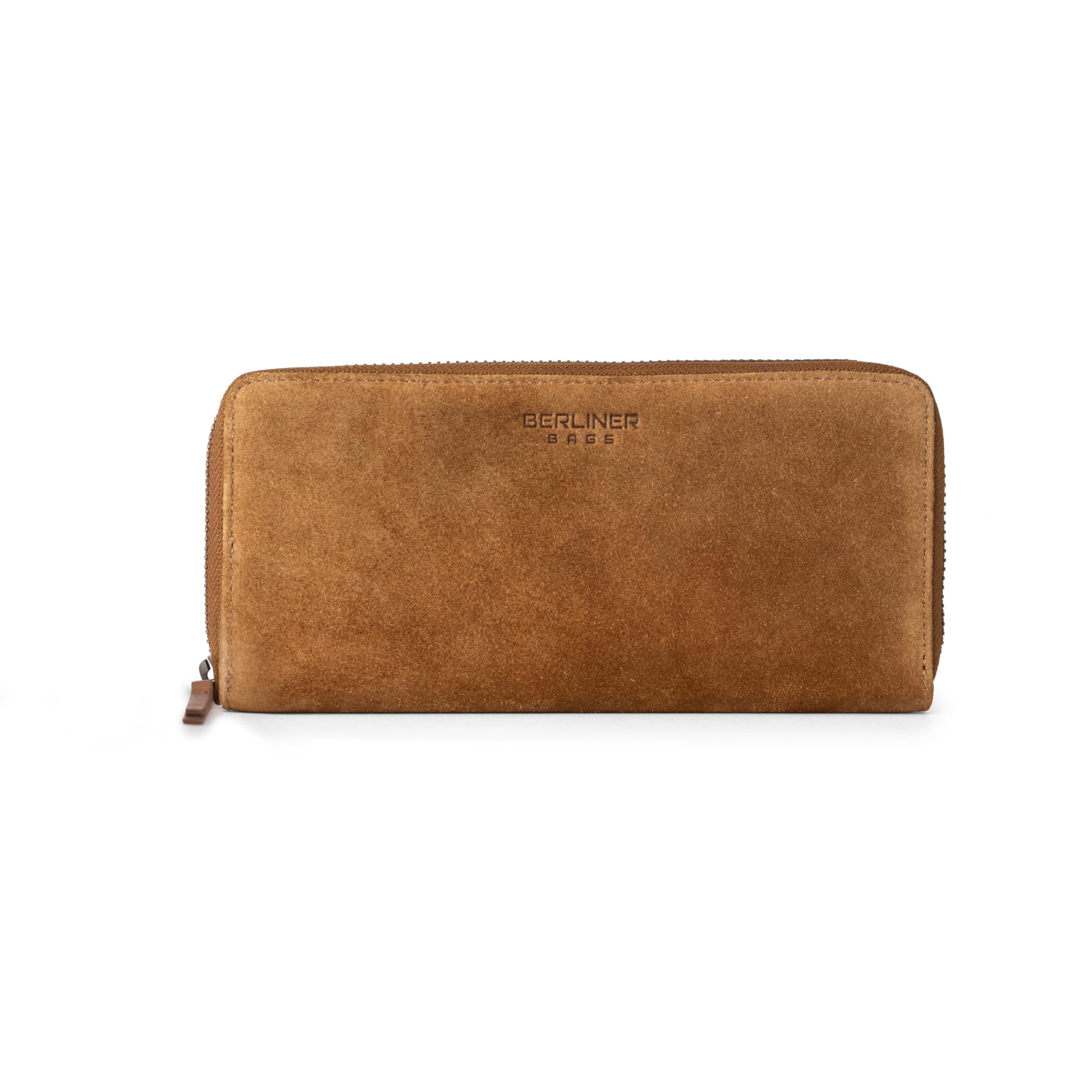 Berliner Bags Grand Portefeuille Femme Palma en Cuir RFID - Marron | Grand portefeuille femme en cuir, protection RFID, format long zippé avec compartiments cartes, billets et monnaie