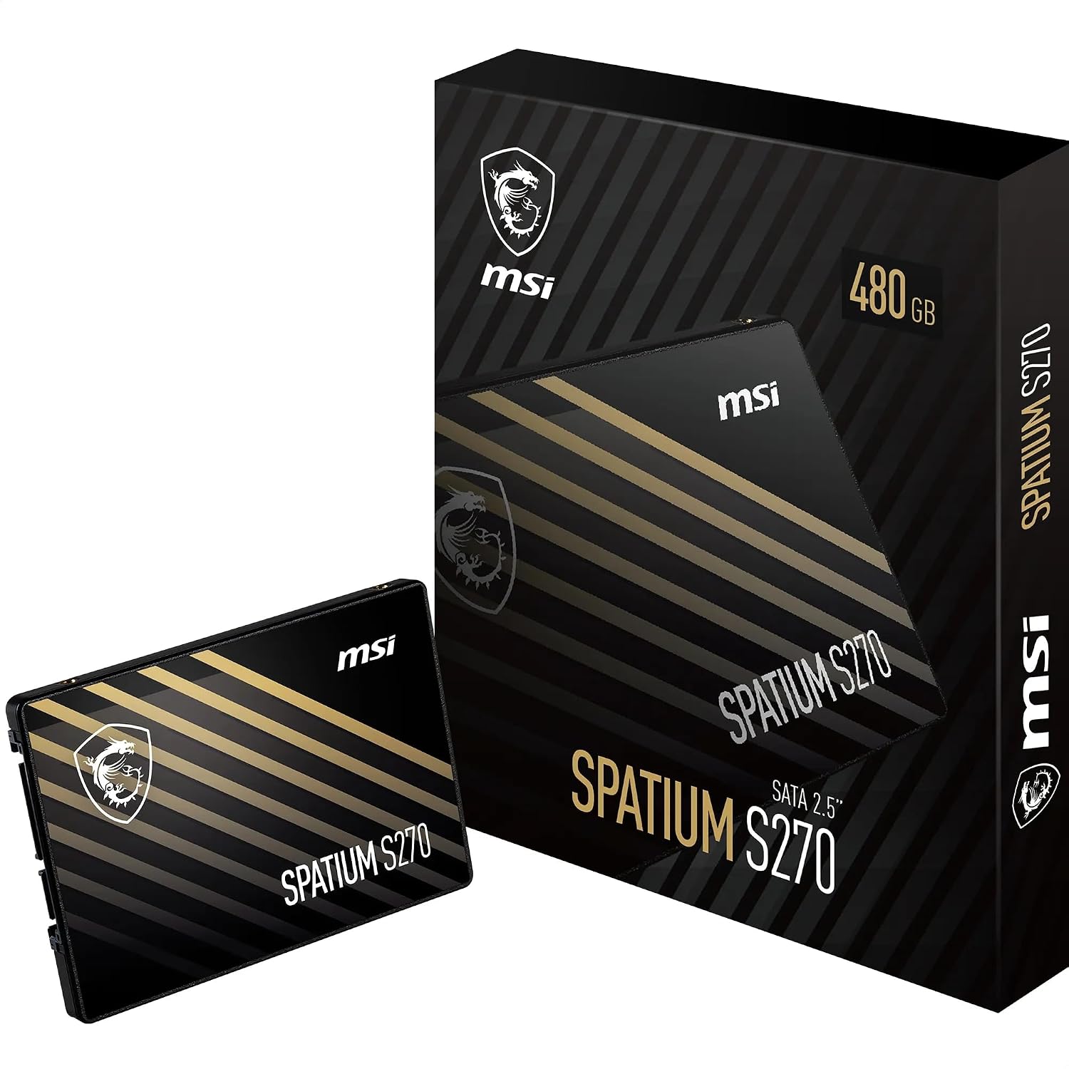 MSI SPATIUM S270 SATA 2.5" 480GB - Disque SSD Interne 480 Go, SATA III 6 GB/s, 2,5", Lecture 500 MB/s & Écriture 450 MB/s, 3D NAND, Sécurité des Données Intégrée, Center, 250 TBW, Garantie 5 Ans
