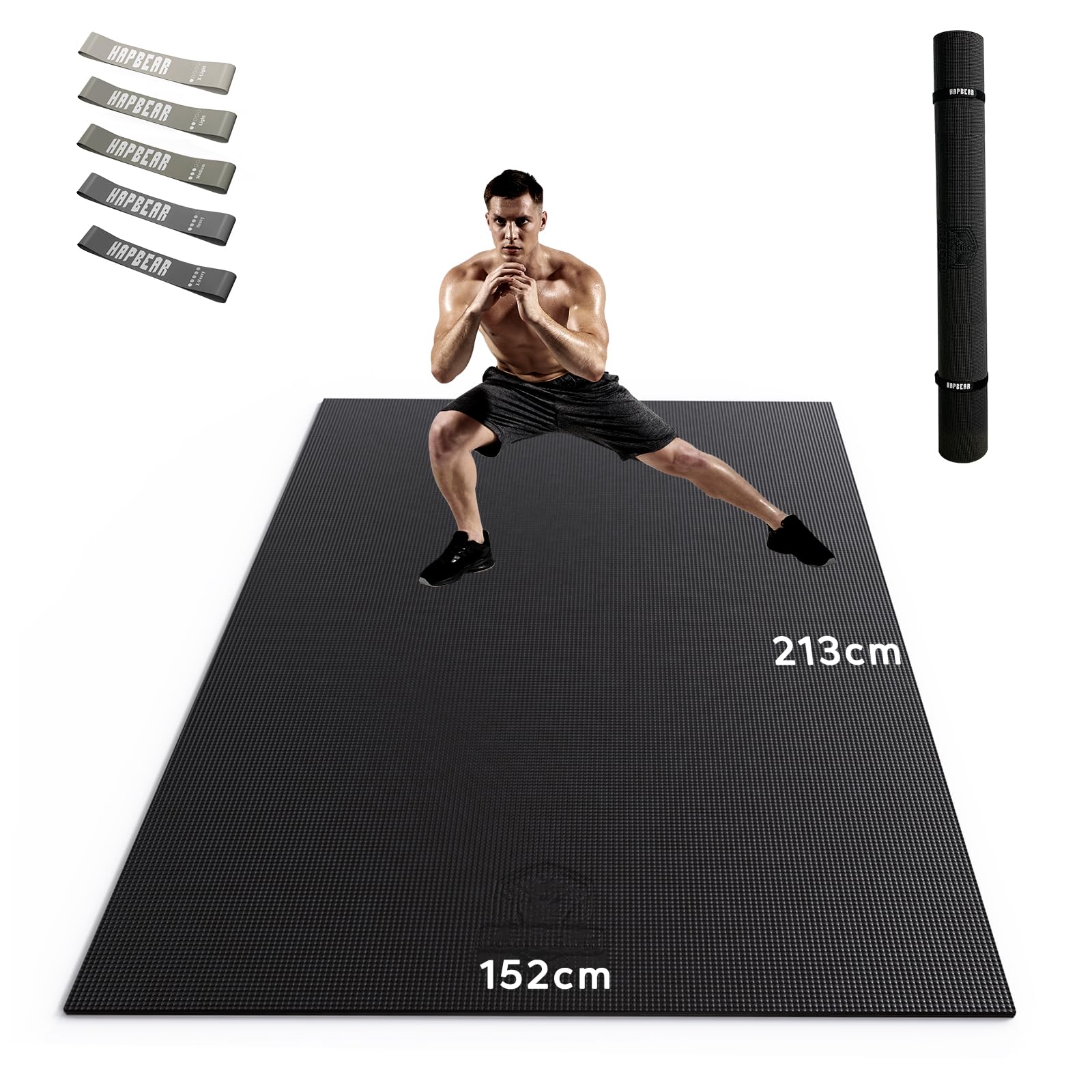 HAPBEAR Tapis d'Exercice Extra Large, Antidérapant, Ultra Durable, Tapis de Gym épais pour Pilates, Aérobic, Tapis de yoga, Tapis de Gym Haute Densité