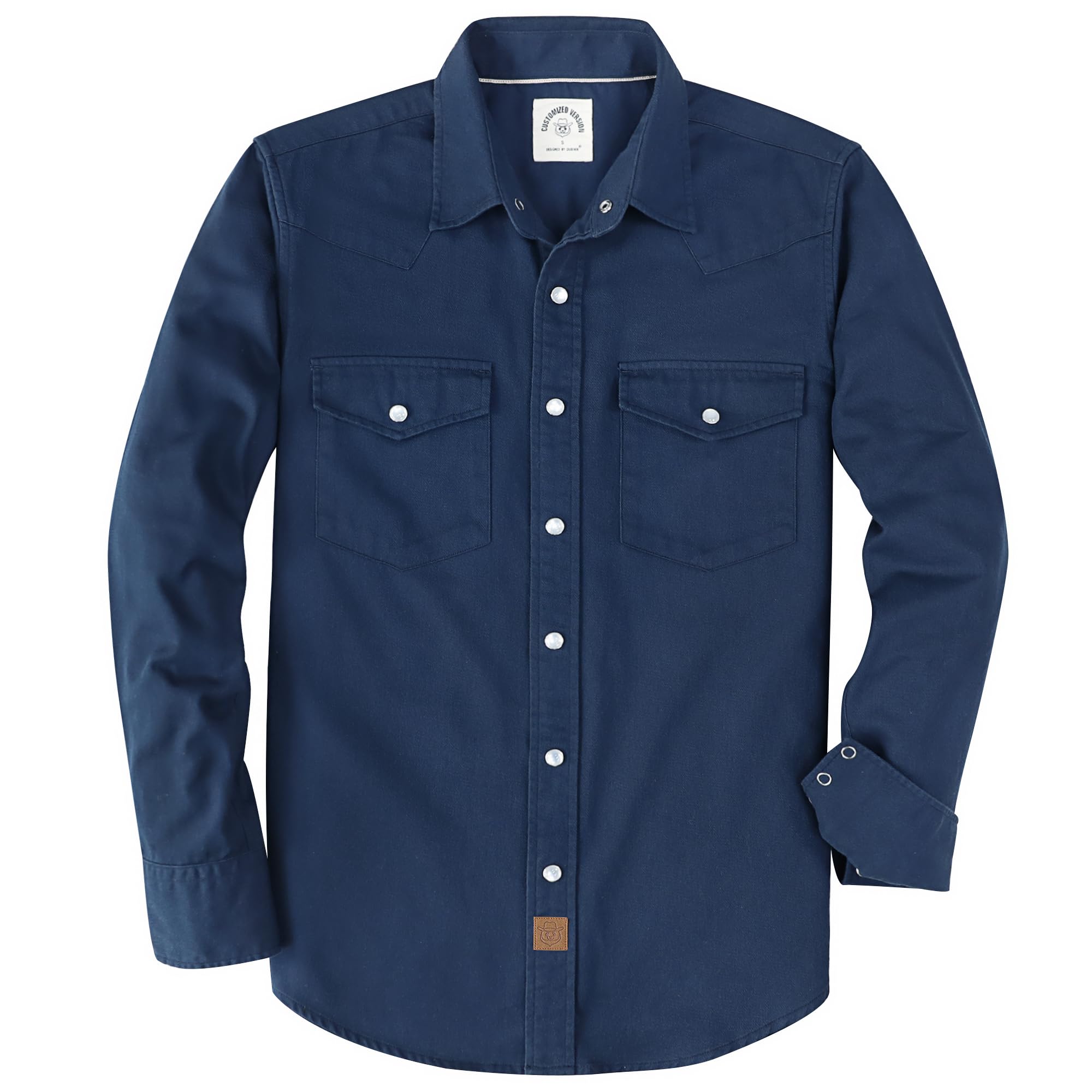 Dubinik® Chemise Homme Manches Longues Western Cowboy Boutons Pression Coton Confortable pour Travail Et Loisirs