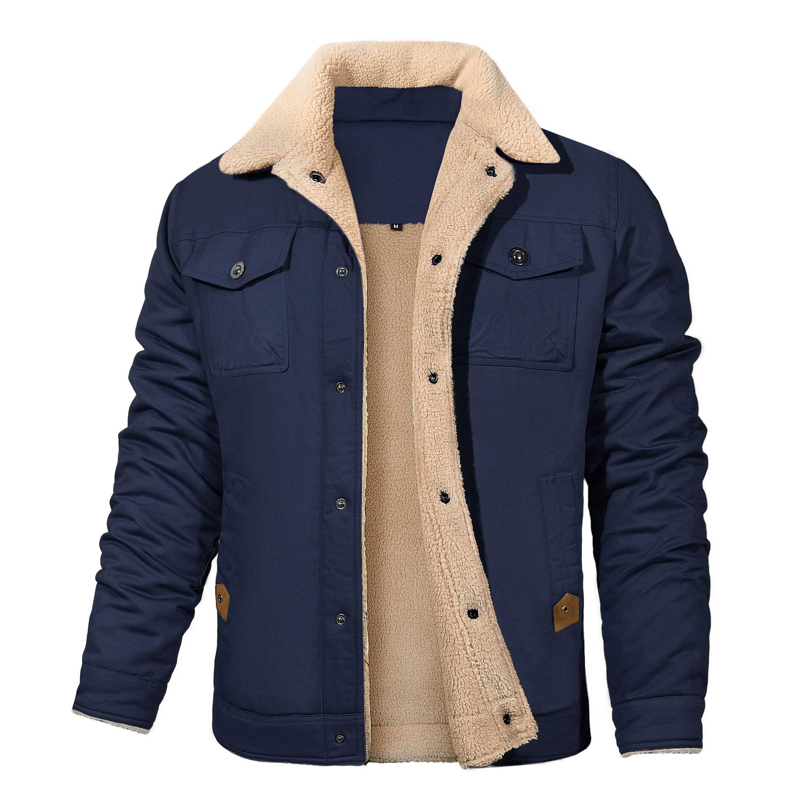 Voqeen Veste Homme Cargo en Polaire d'hiver pour Militaire Épaissir Coupe-Vent Coton Manteau Homme Hiver Chaude Avec Revers
